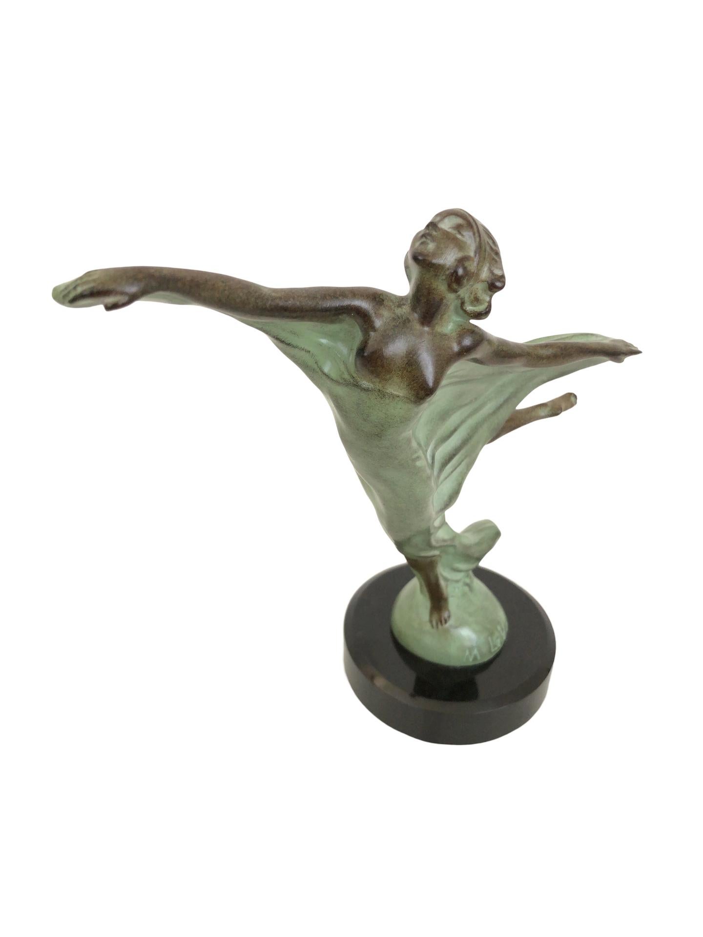 Sculpture Envol Dancer French Art Deco Style Radiator Mascot from Max Le Verrier In Excellent Condition In Ulm, DE