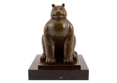 Sculpture Fat Cat in Bronze, Contemporary Style, 20th Century