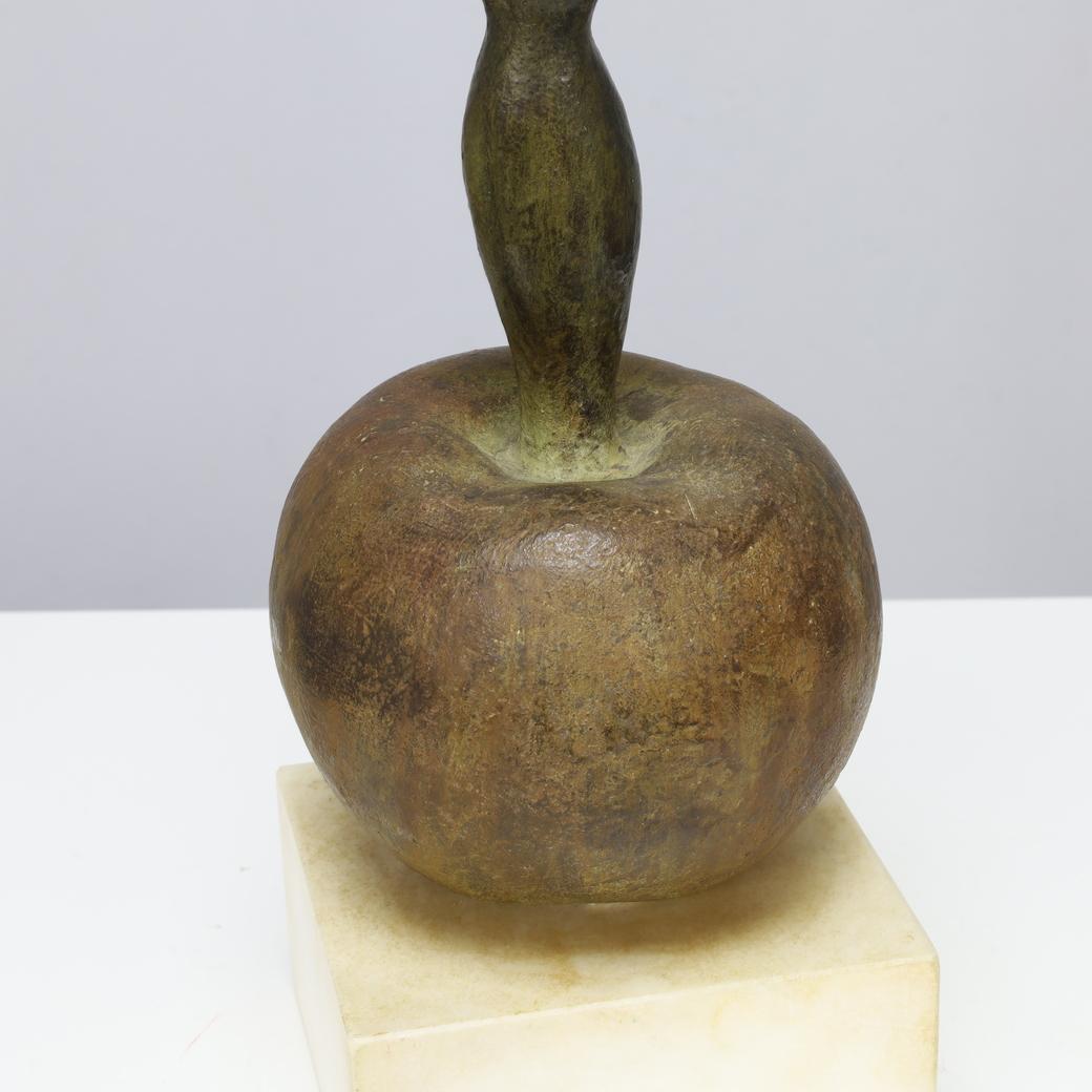 Late 20th Century Sculpture Female Figure on Apple by Godfried Pieters For Sale