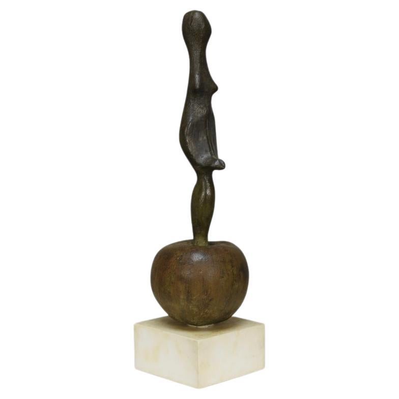 Sculpture Female Figure on Apple by Godfried Pieters For Sale