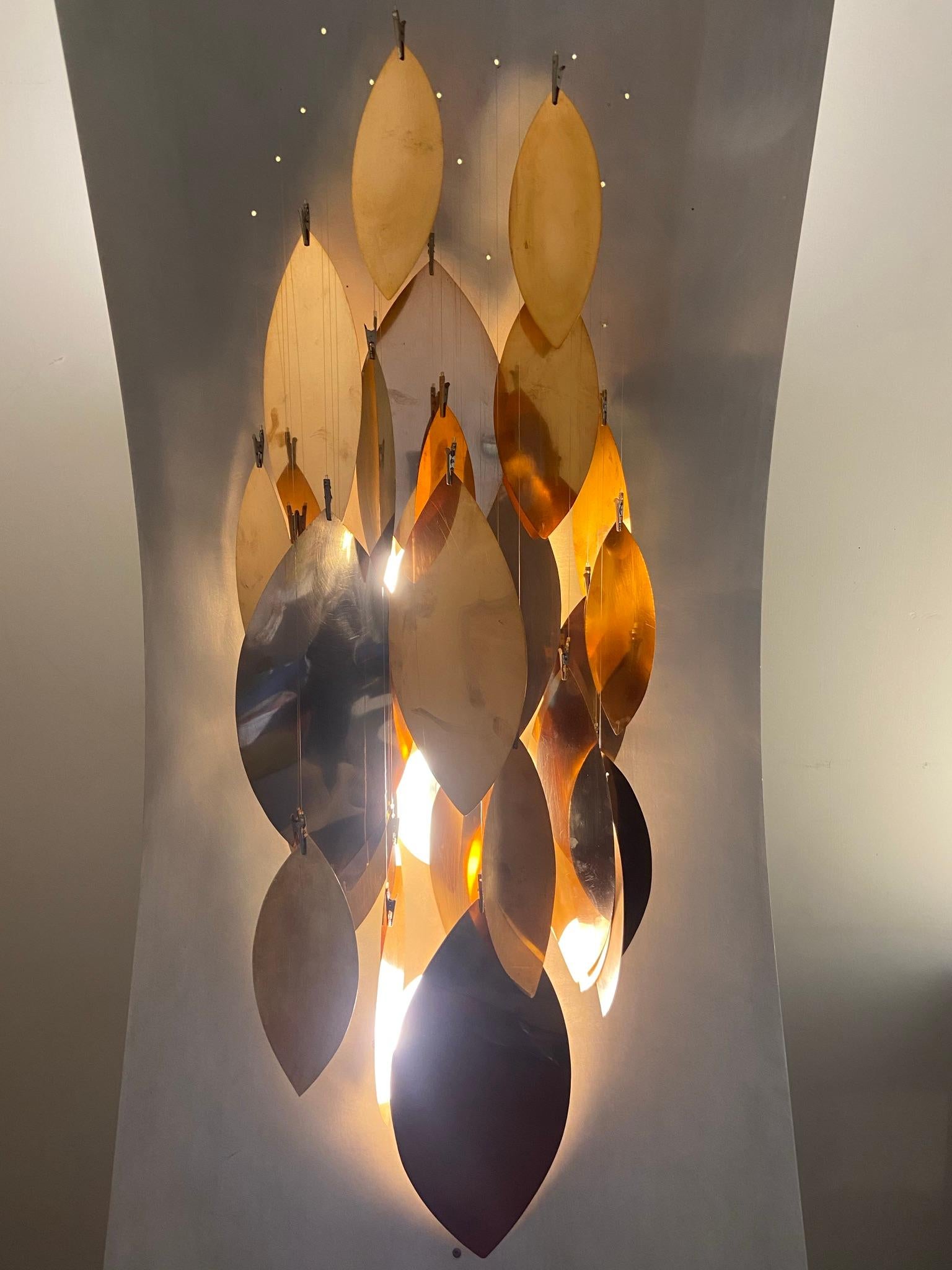 Riccardo Dalisi Attr. Sculpture Floor Lamp with Copper Leaves, Italy, 1980s For Sale 6