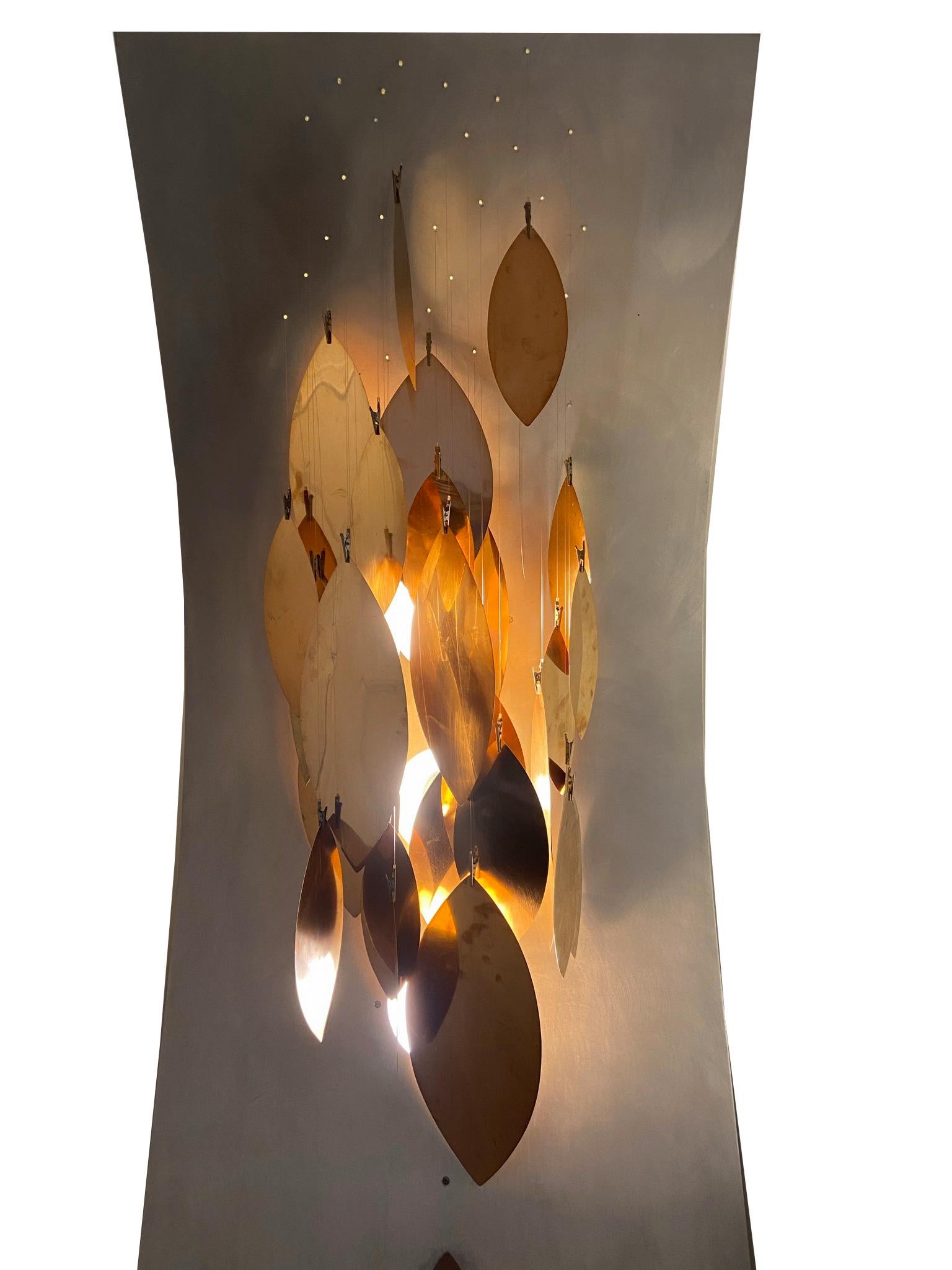 Italian Riccardo Dalisi Attr. Sculpture Floor Lamp with Copper Leaves, Italy, 1980s For Sale
