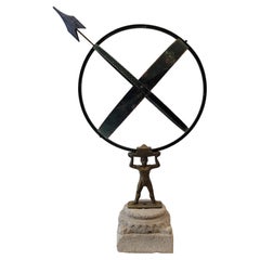 Sculpture  French “Armillary sundial”, Bronze and stone, midcentury