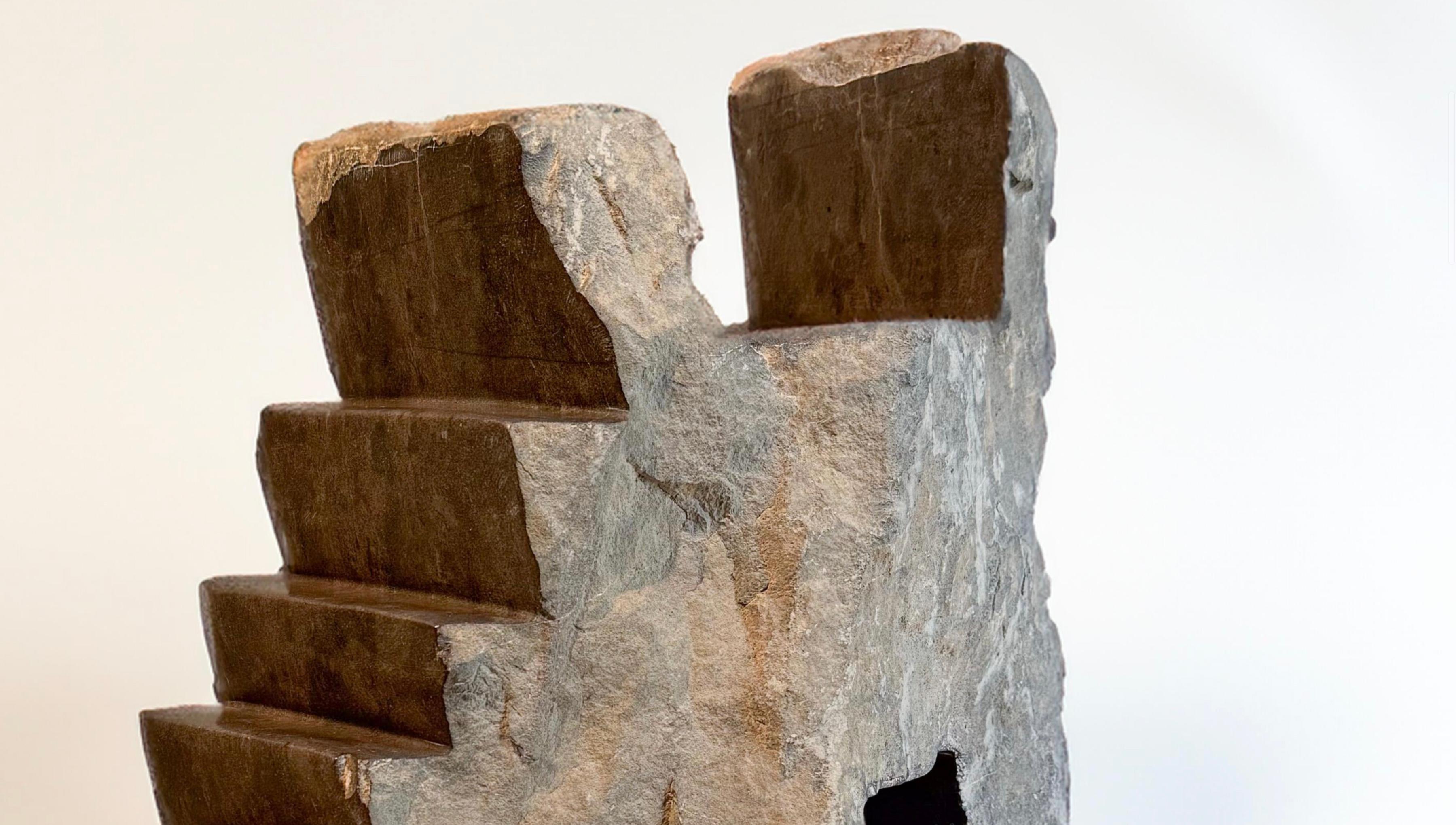 Functional Sculpture Black Stone Handcrafted Pedra Negra F-8 by Ricard Casabayó For Sale 2