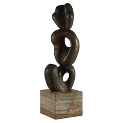 Sculpture Gianpietro CEOLDO. Bronze sur socle en onyx vert. L'Homme vers 1970