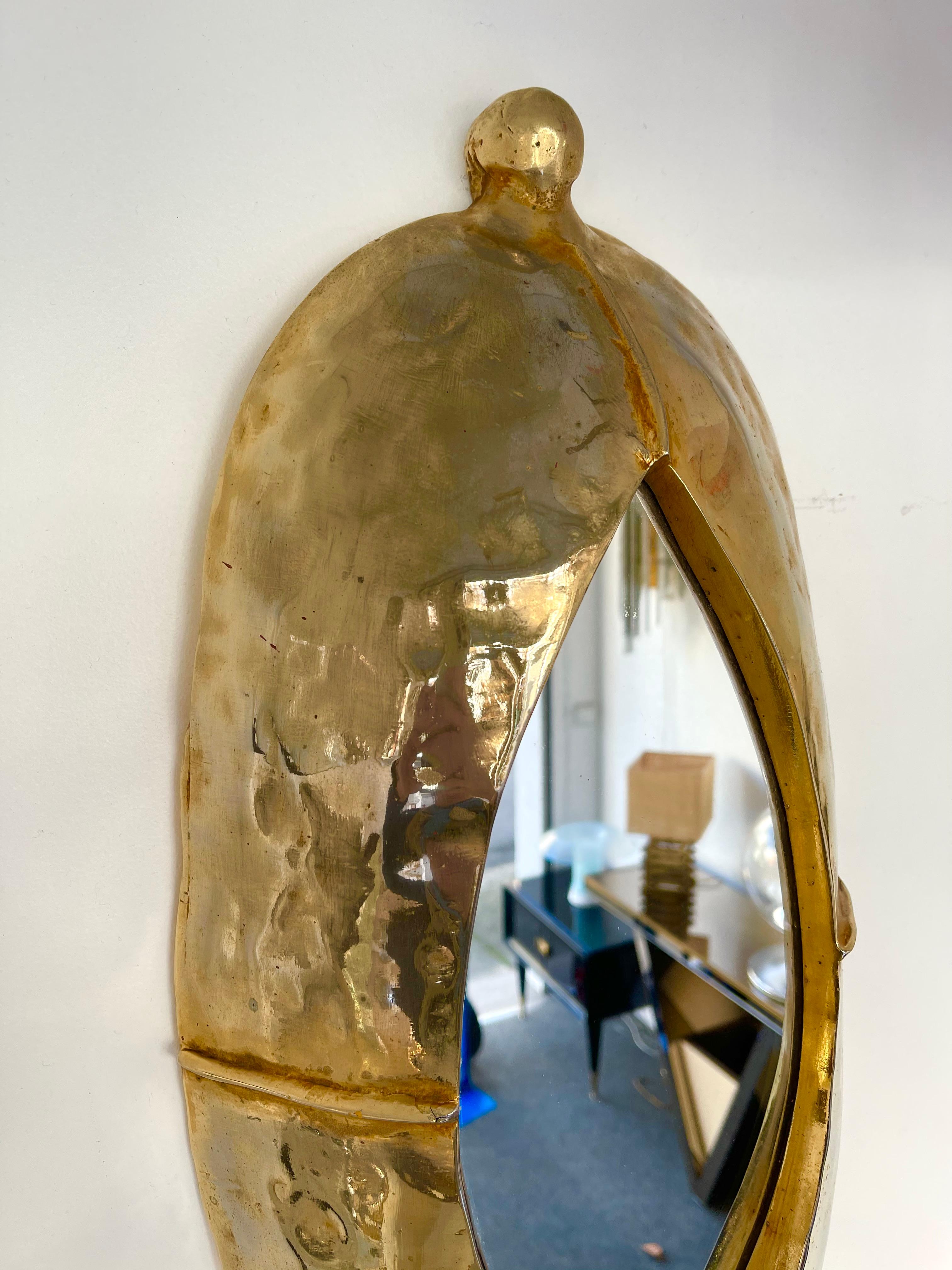 Sculpture Gilt Bronze Mirror by Pierre Casenove, France, 1980s 5