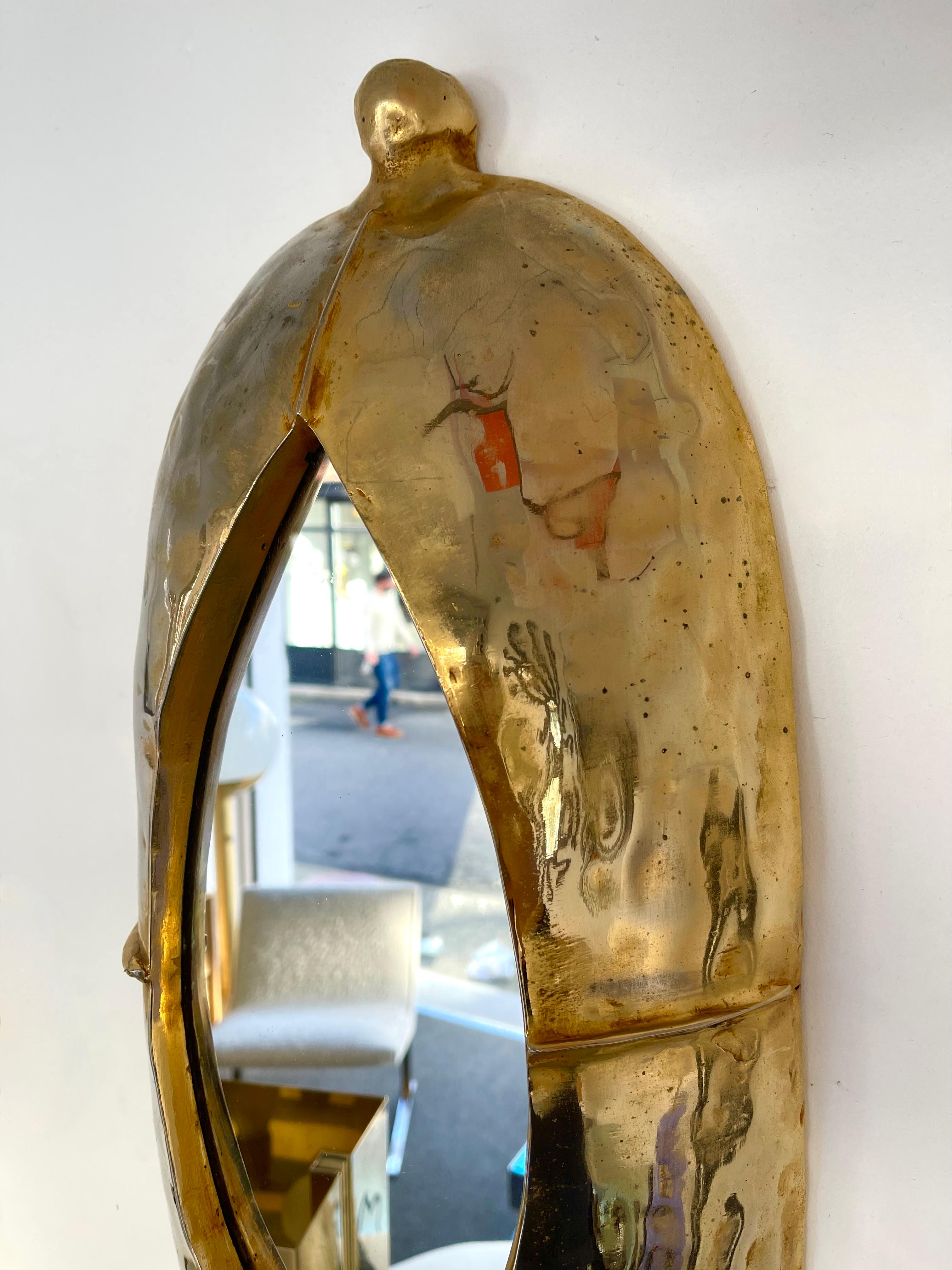 Sculpture Gilt Bronze Mirror by Pierre Casenove, France, 1980s 3