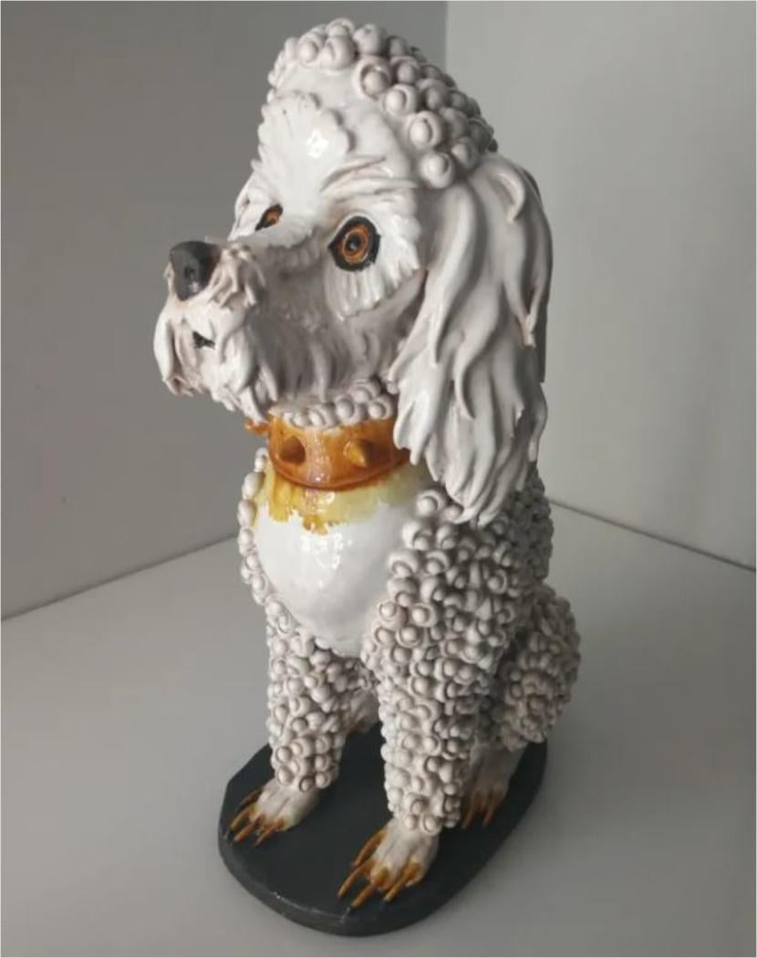 Mid-Century Modern Sculpture Glazed Ceramic Dog Sealed For Sale