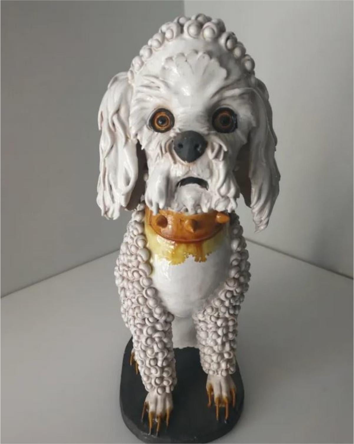 Terracotta Sculpture Glazed Ceramic Dog Sealed For Sale