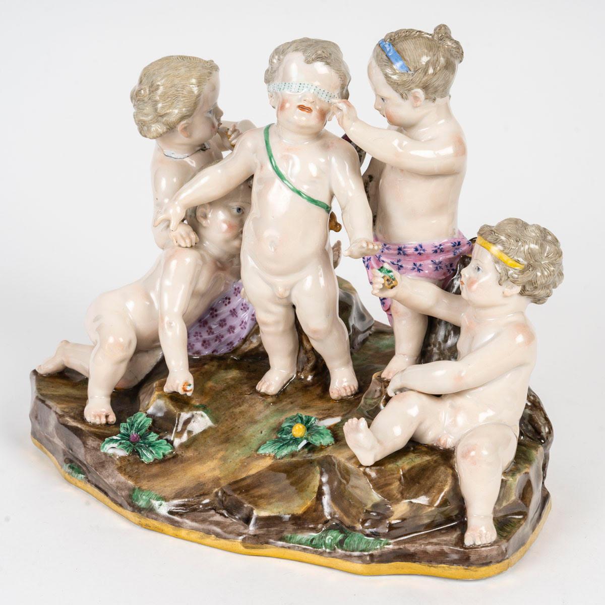 Francese Scultura, Gruppo in Meissen Porcelain, XIX secolo, Periodo di Napoleone III. in vendita