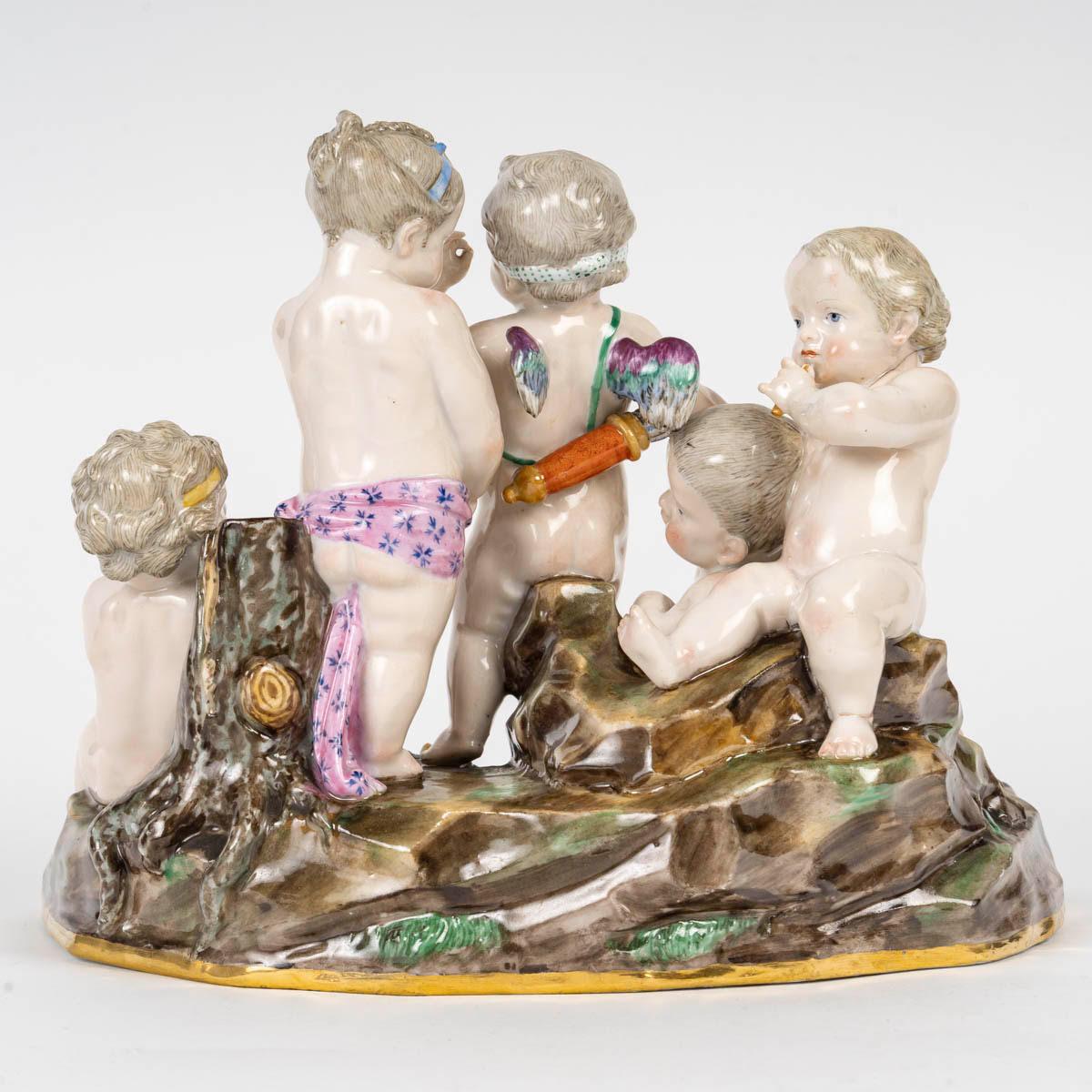 Porcellana Scultura, Gruppo in Meissen Porcelain, XIX secolo, Periodo di Napoleone III. in vendita