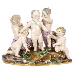 Antique Sculpture, Group in Meissen Porcelain, 19th Century, Napoleon III Period.