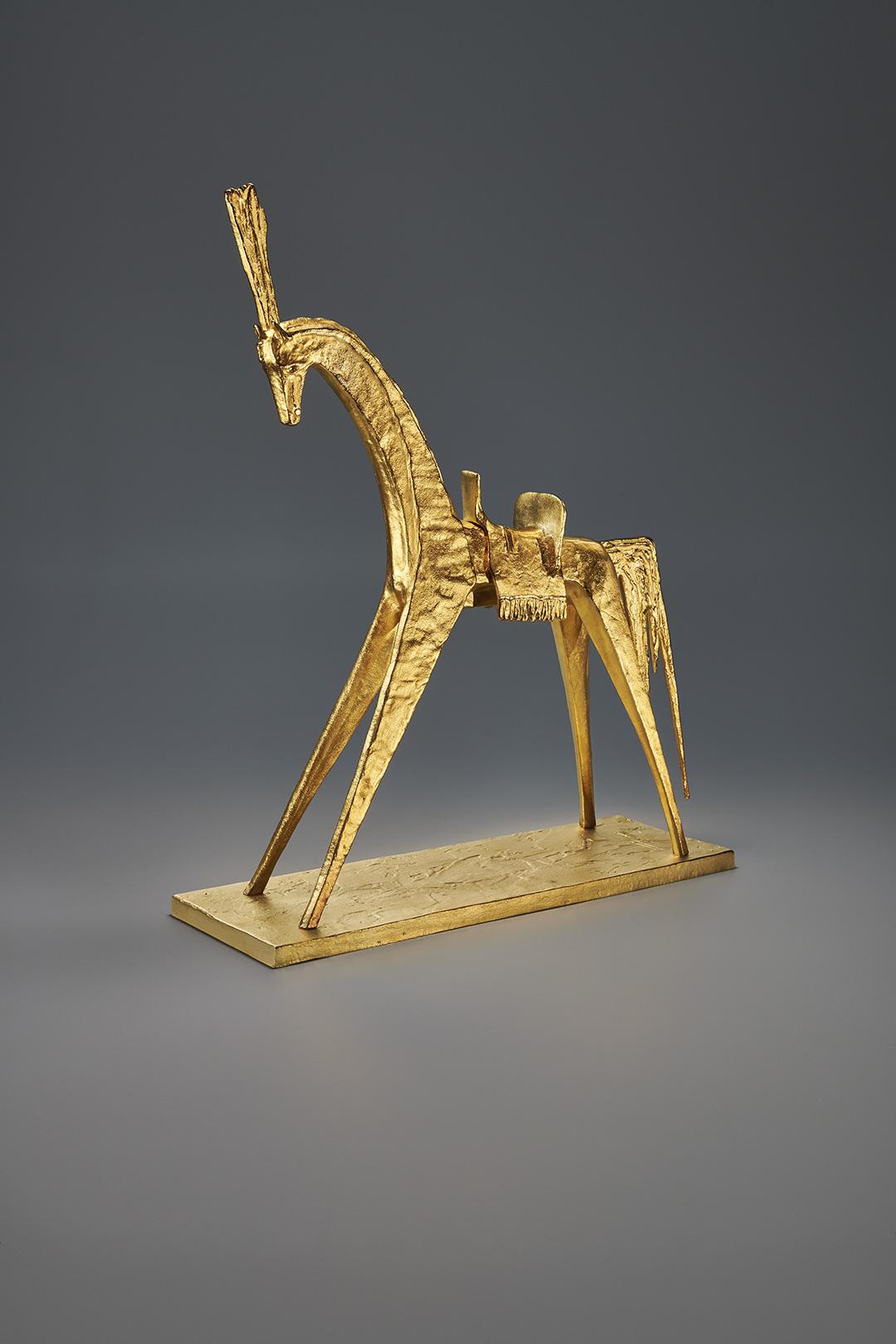 Sculpture Hispahan Horse, Felix Agostini, Bronze, 24k Gilding In Excellent Condition For Sale In AUBERVILLIERS, FR