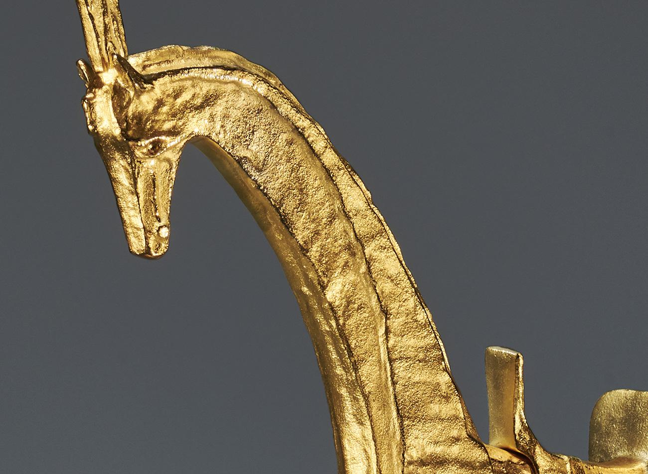 Sculpture Hispahan Horse, Felix Agostini, Bronze, 24k Gilding For Sale 4