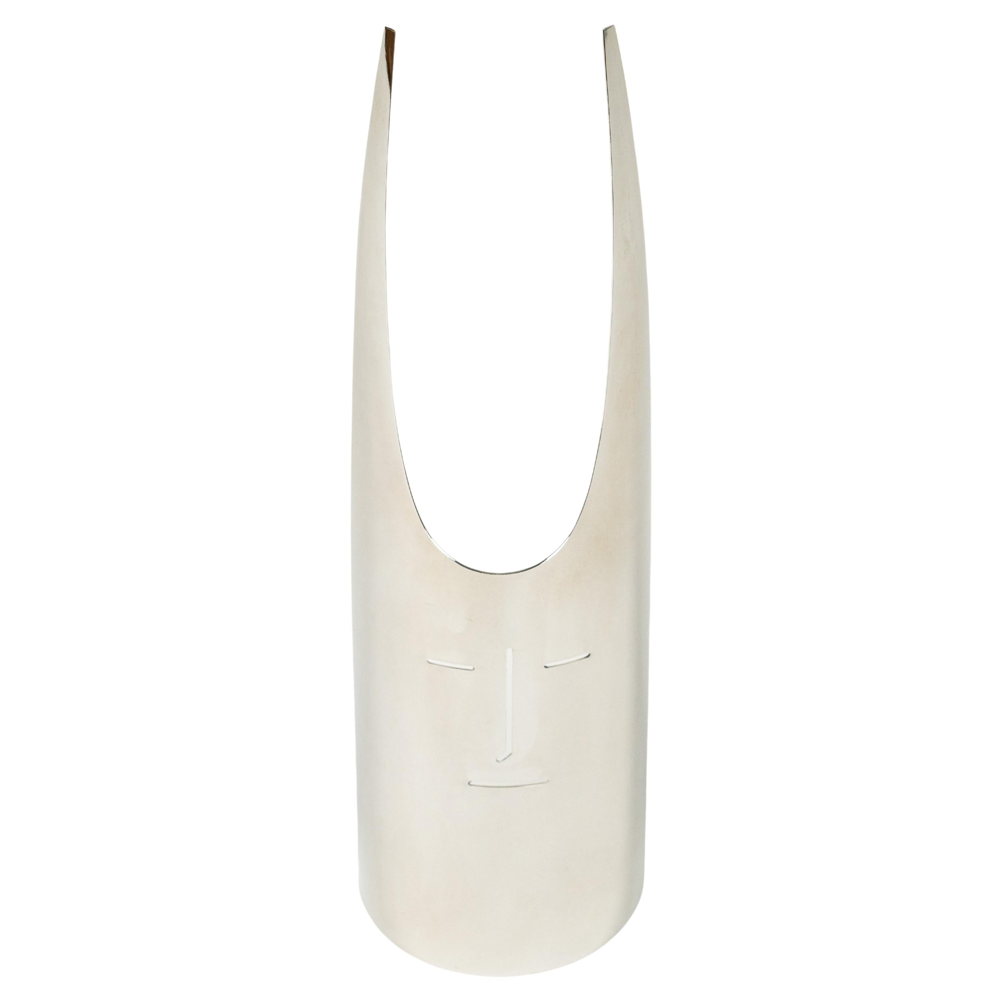 Sculpture "Horned Mask" Silvered Metal by Gio Ponti for Sabattini, Italy 1978