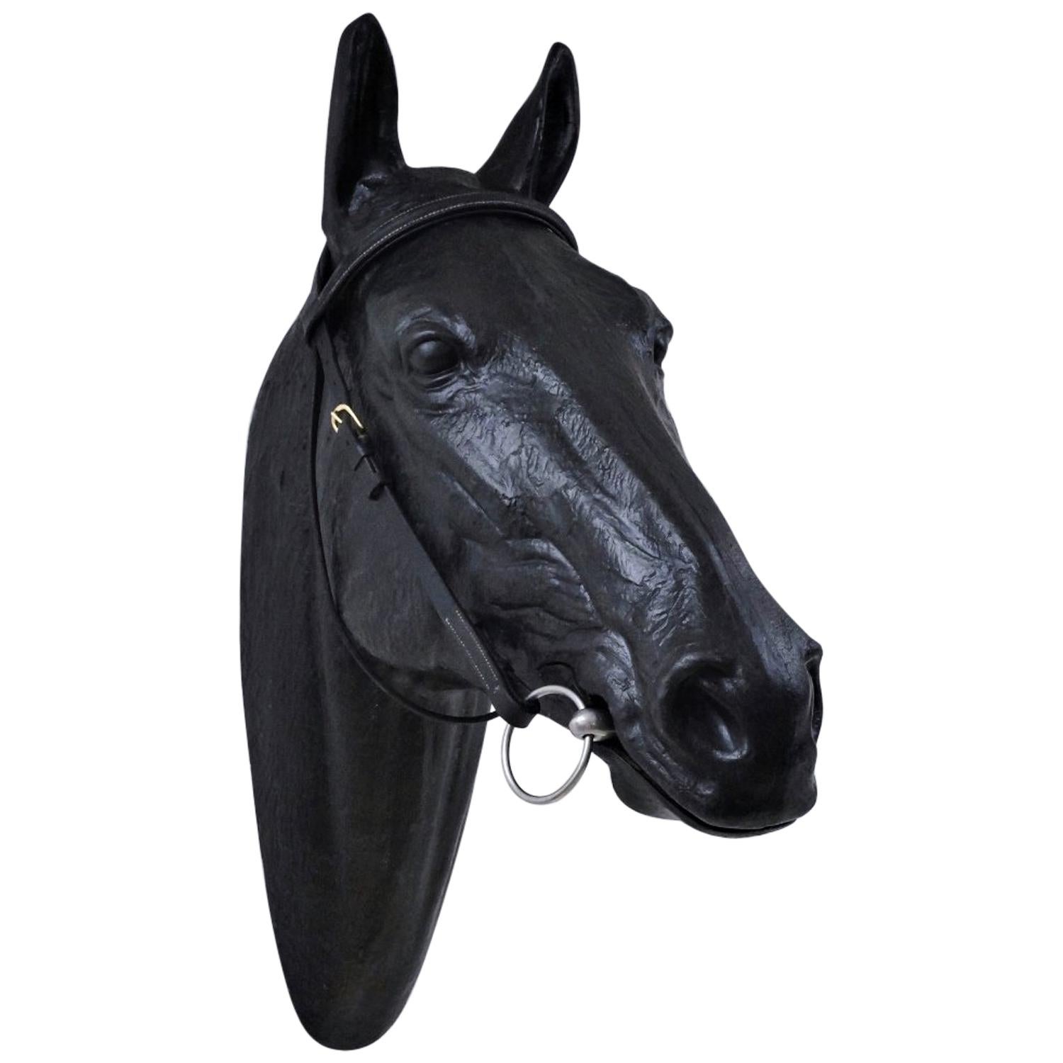 Sculpture Horse Head Life-Sized Shop Display for Leather Bridle, 1970s, English For Sale