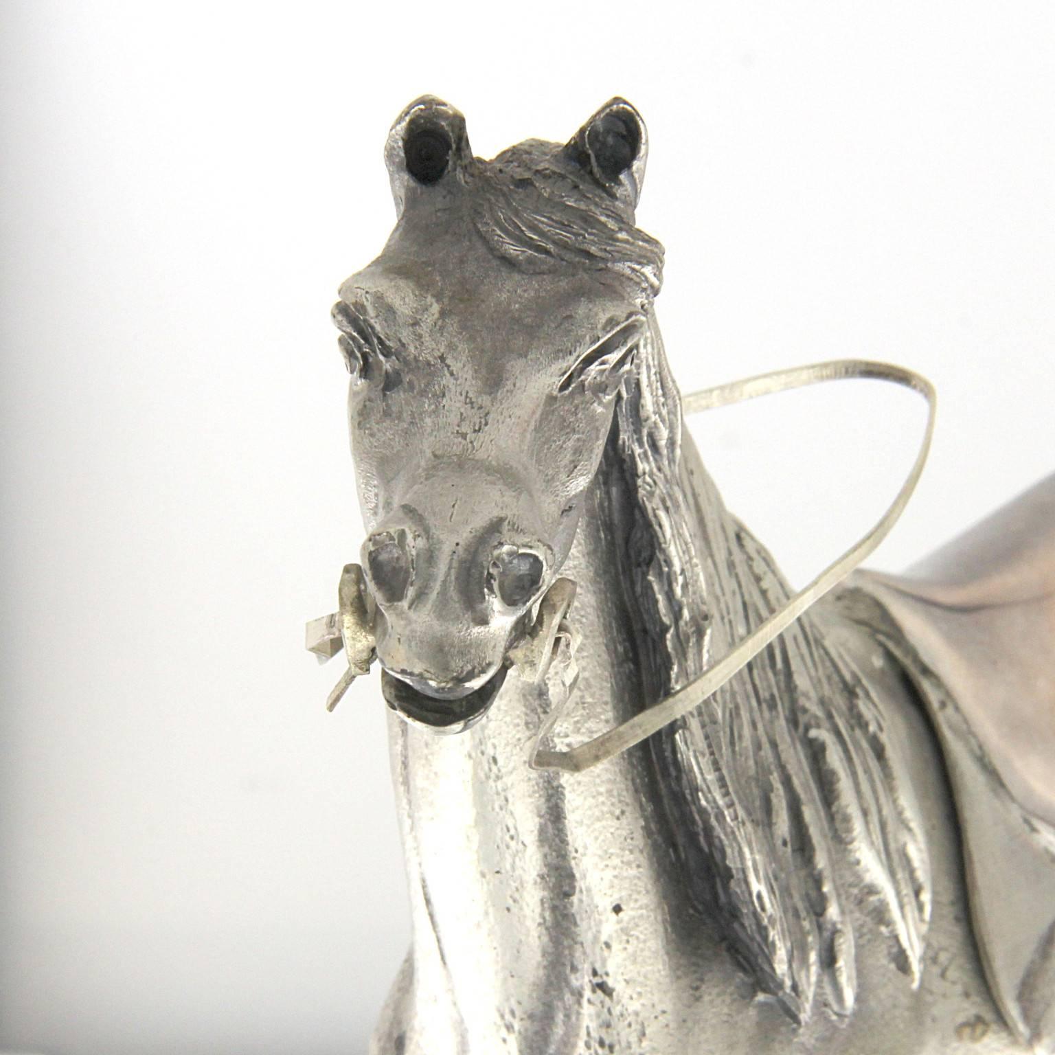 Early Victorian Sculpture Horse Saddled in Silver For Sale