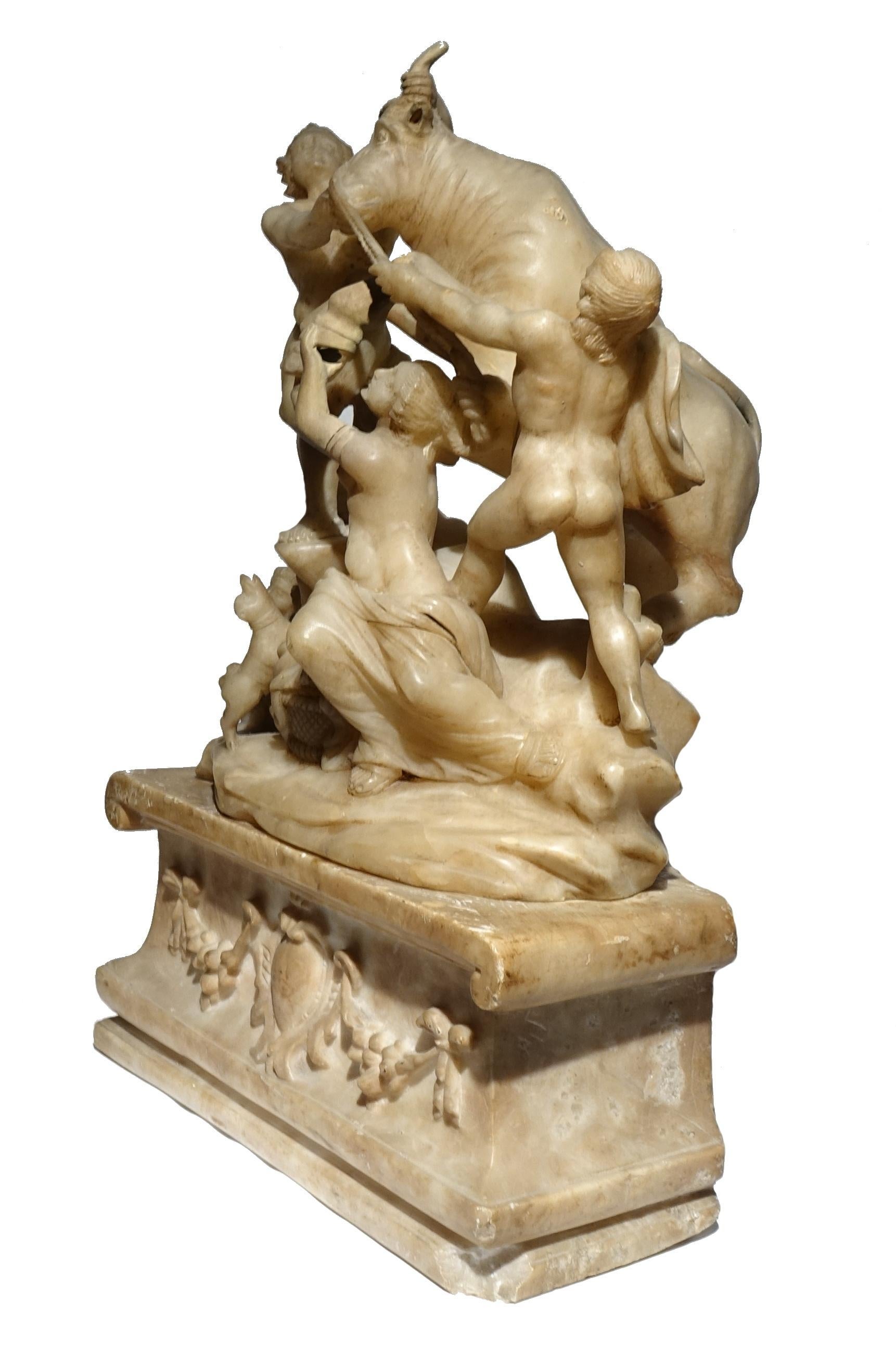 17th Century Figurative Sculptures Alabaster Farnese Bull 1600 Baroque Italy 9