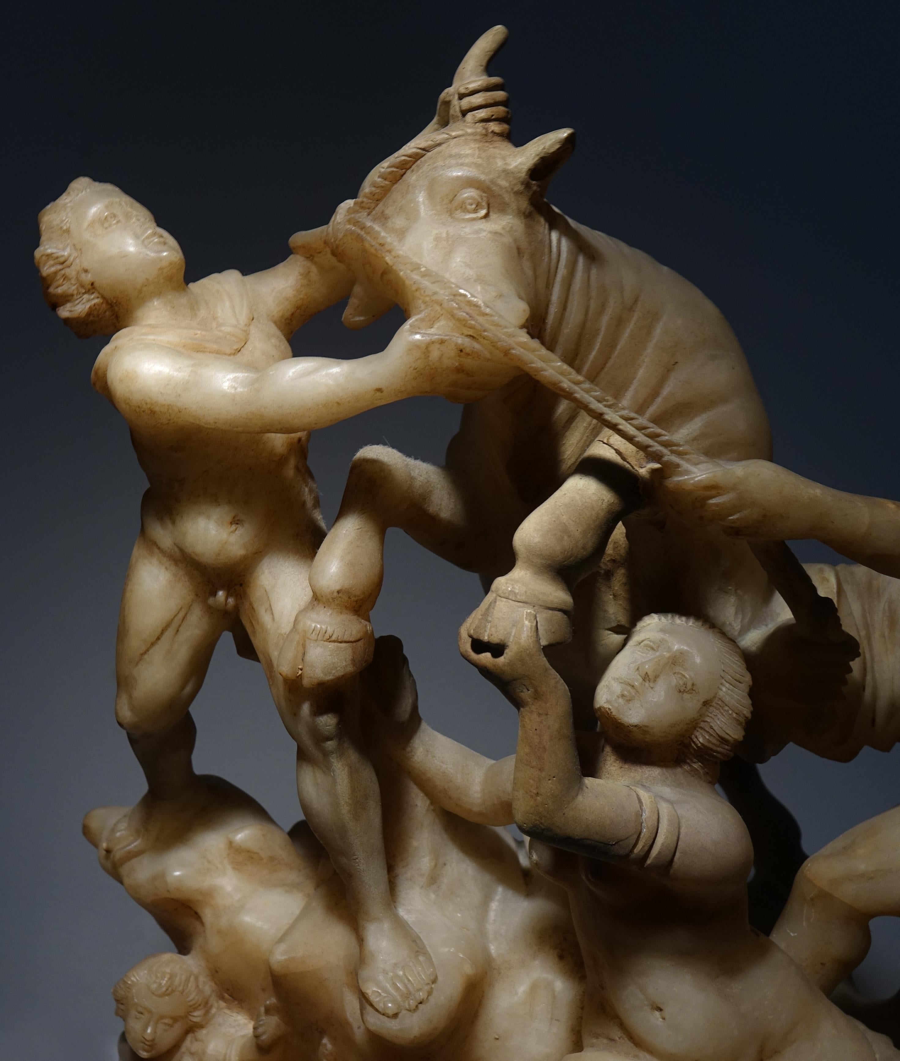 Carved 17th Century Figurative Sculptures Alabaster Farnese Bull 1600 Baroque Italy