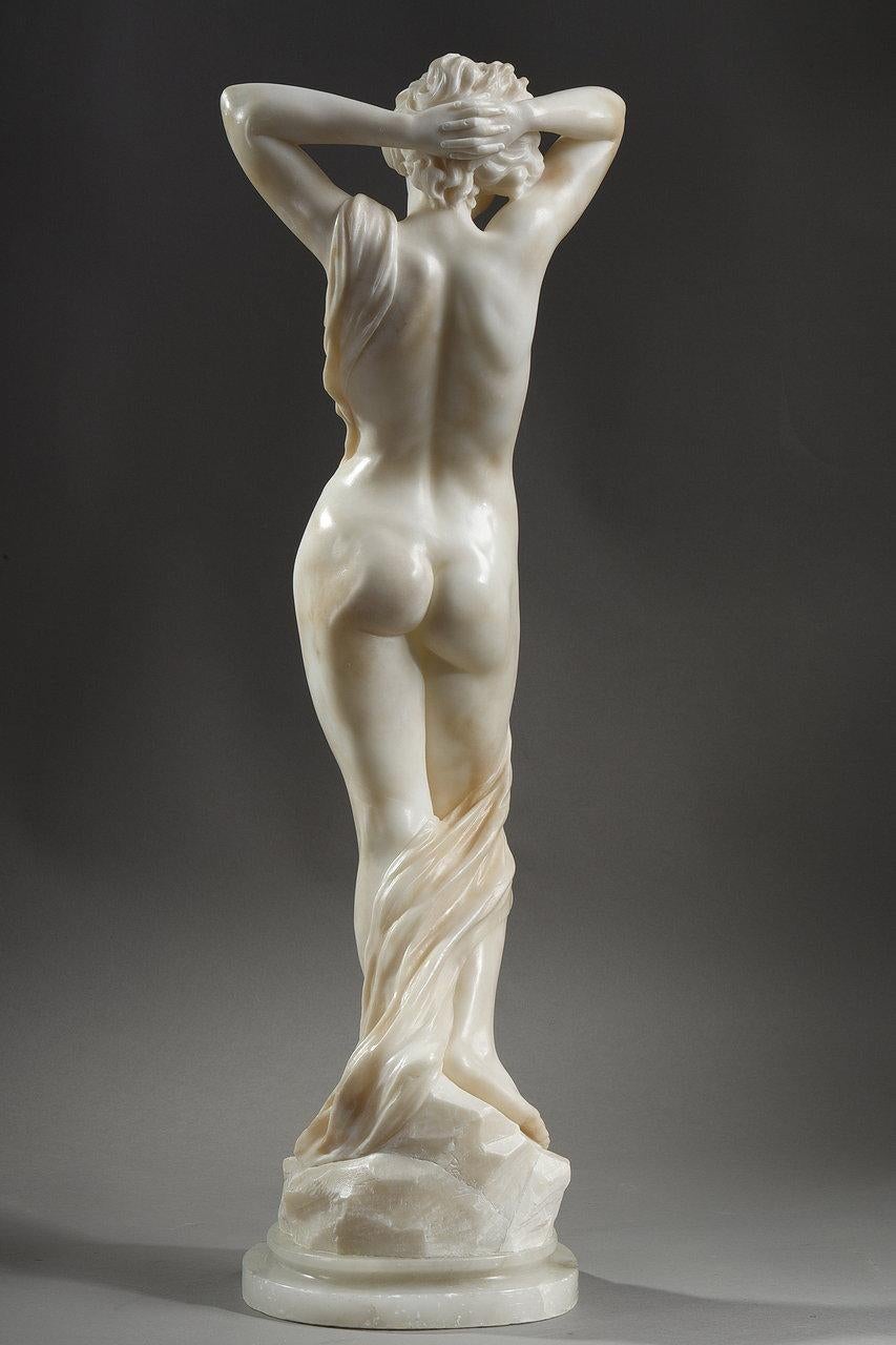 Italian Sculpture in Alabaster of a Woman, Signed A. Del Perugia