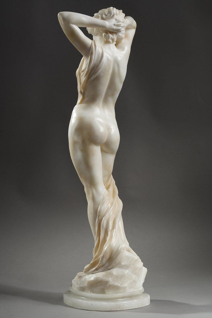 Carved Sculpture in Alabaster of a Woman, Signed A. Del Perugia