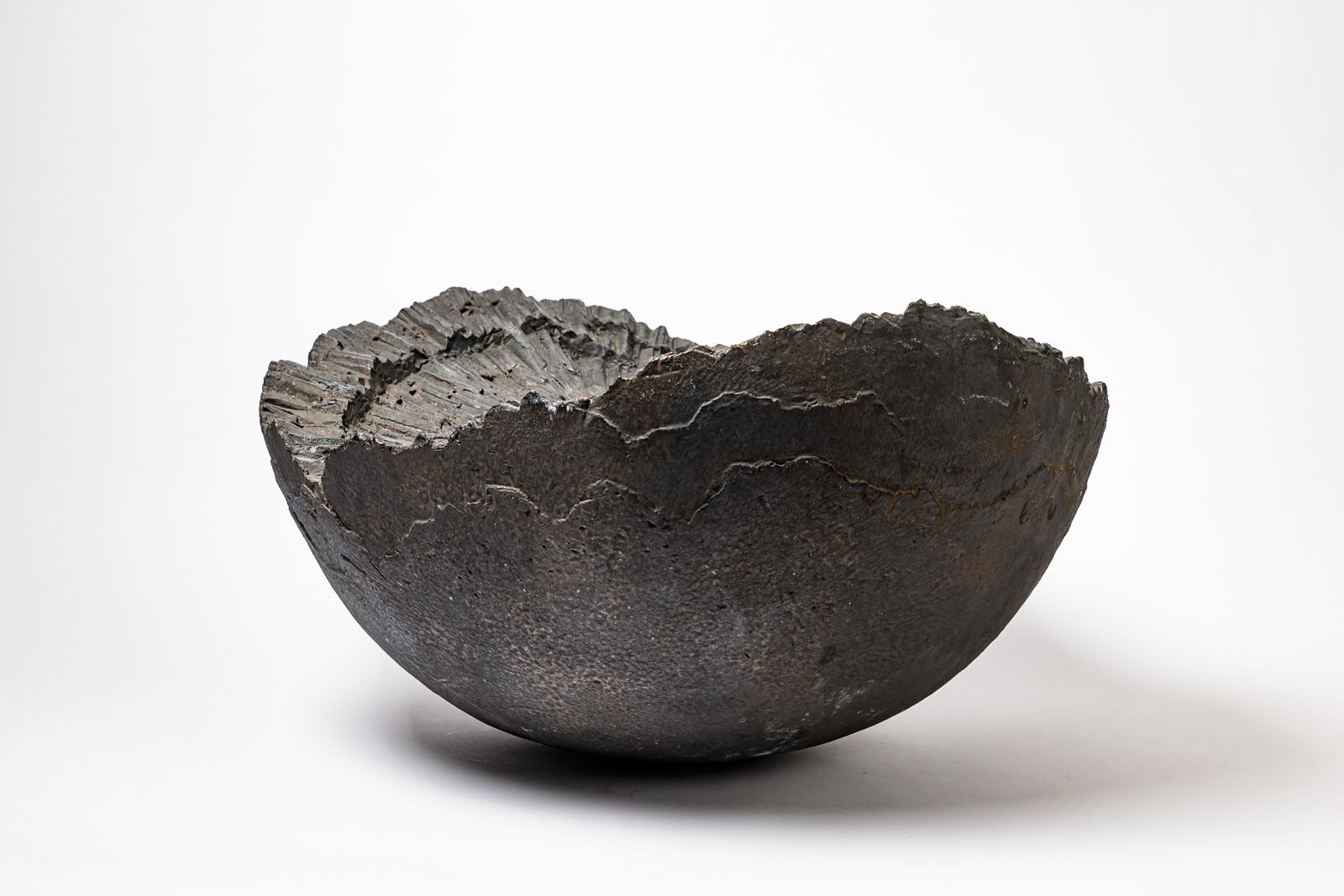 Sculpture in black glazed stoneware by Jean-Pierre Bonardot. For Sale 3