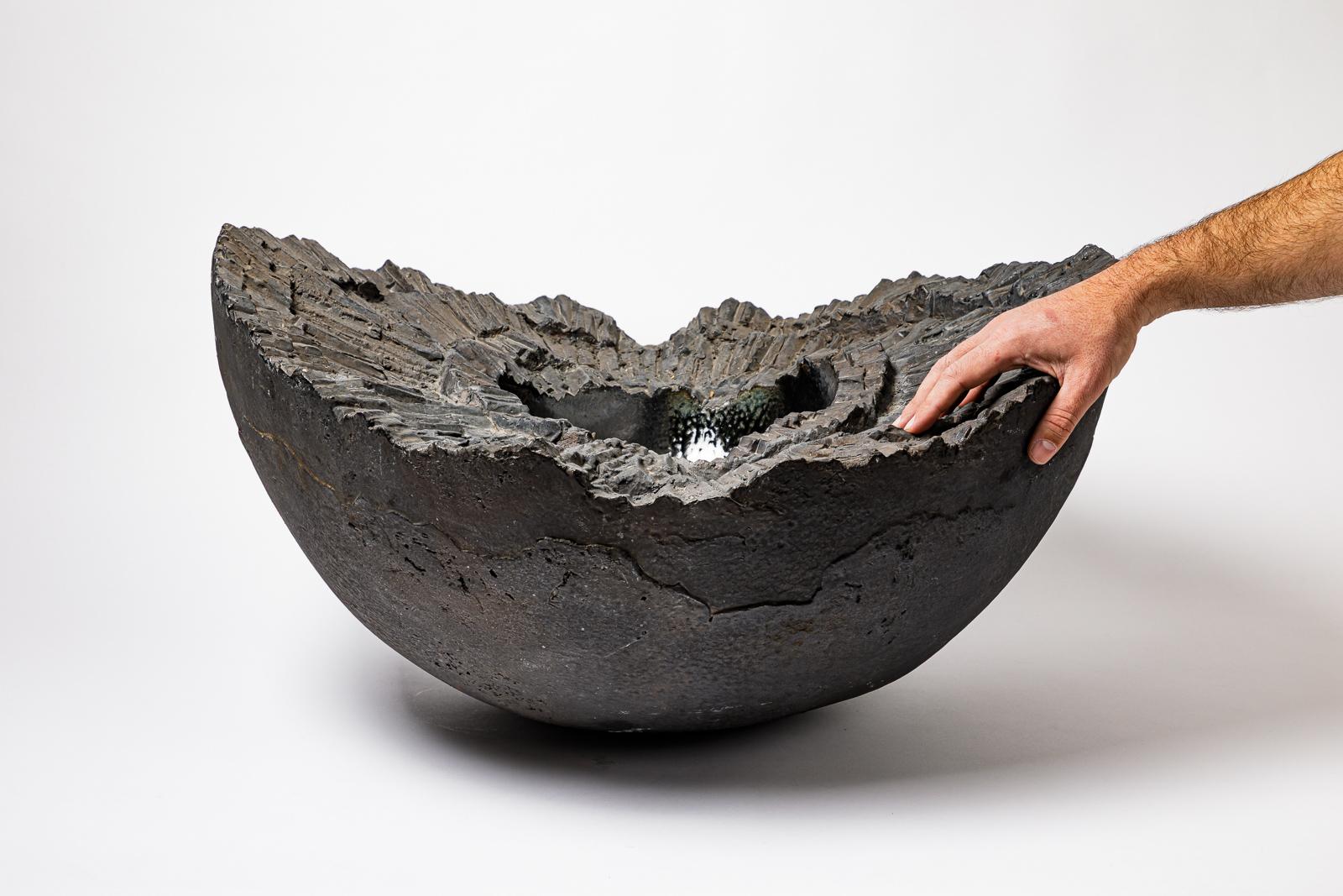 Sculpture in black glazed stoneware by Jean-Pierre Bonardot. For Sale 4