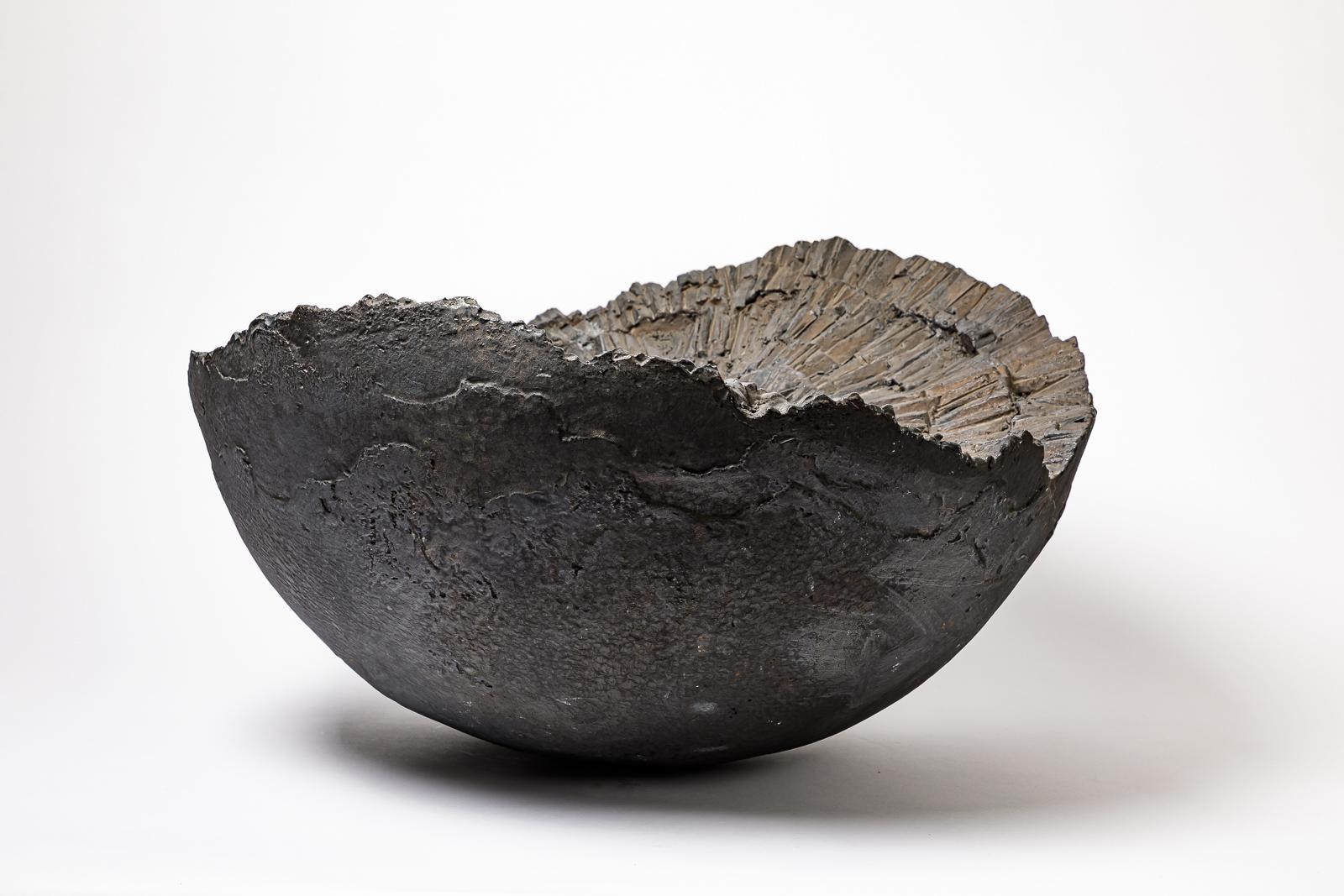 Sculpture in black glazed stoneware by Jean-Pierre Bonardot. For Sale 1