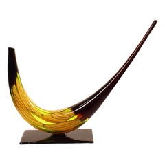 Murrina sculpture in Black, Green, Orange, Gold Murano Glass by Multiforme