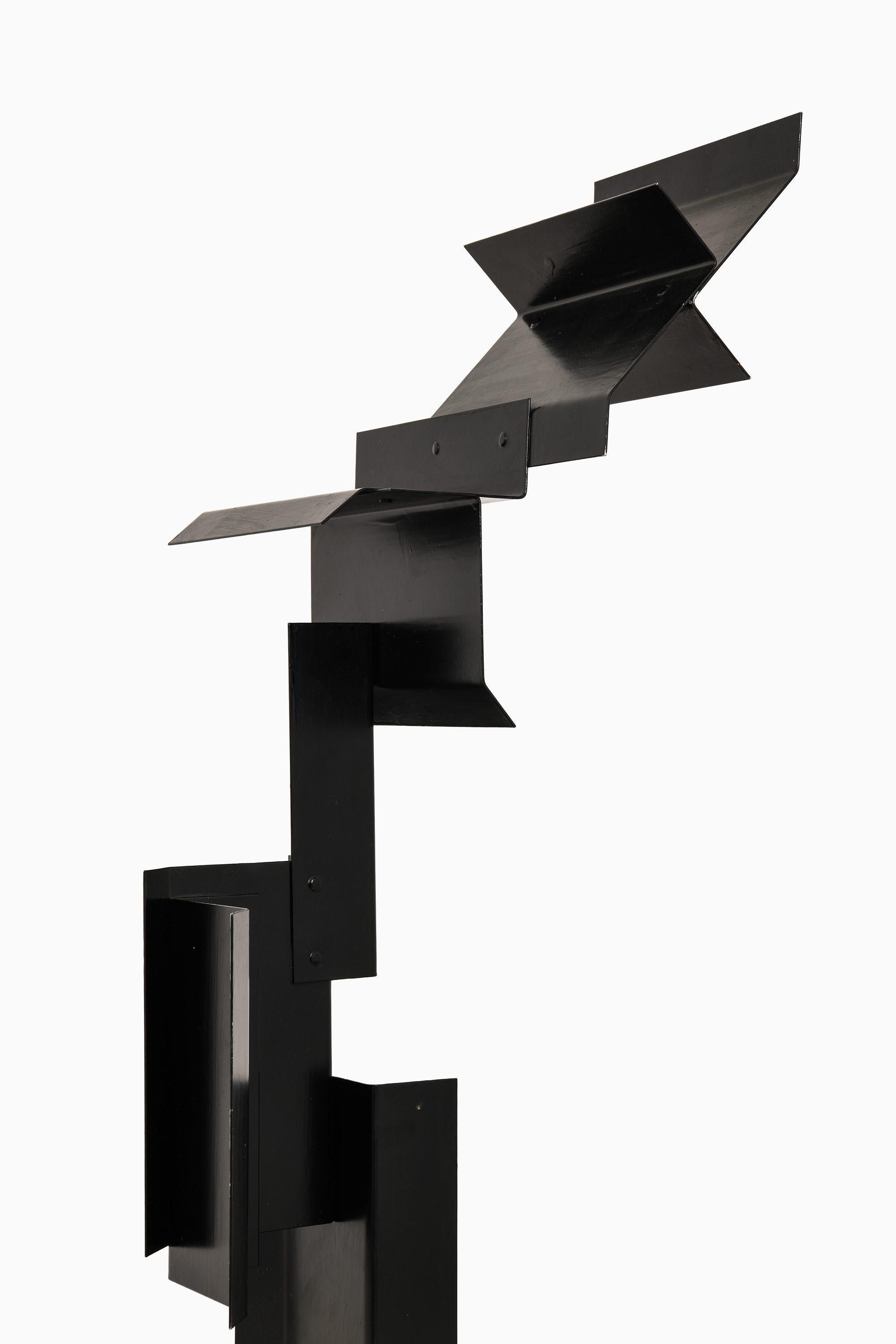Scandinavian Modern Sculpture in Black Lacquered Metal by Lars-Erik Falk, 1969 For Sale