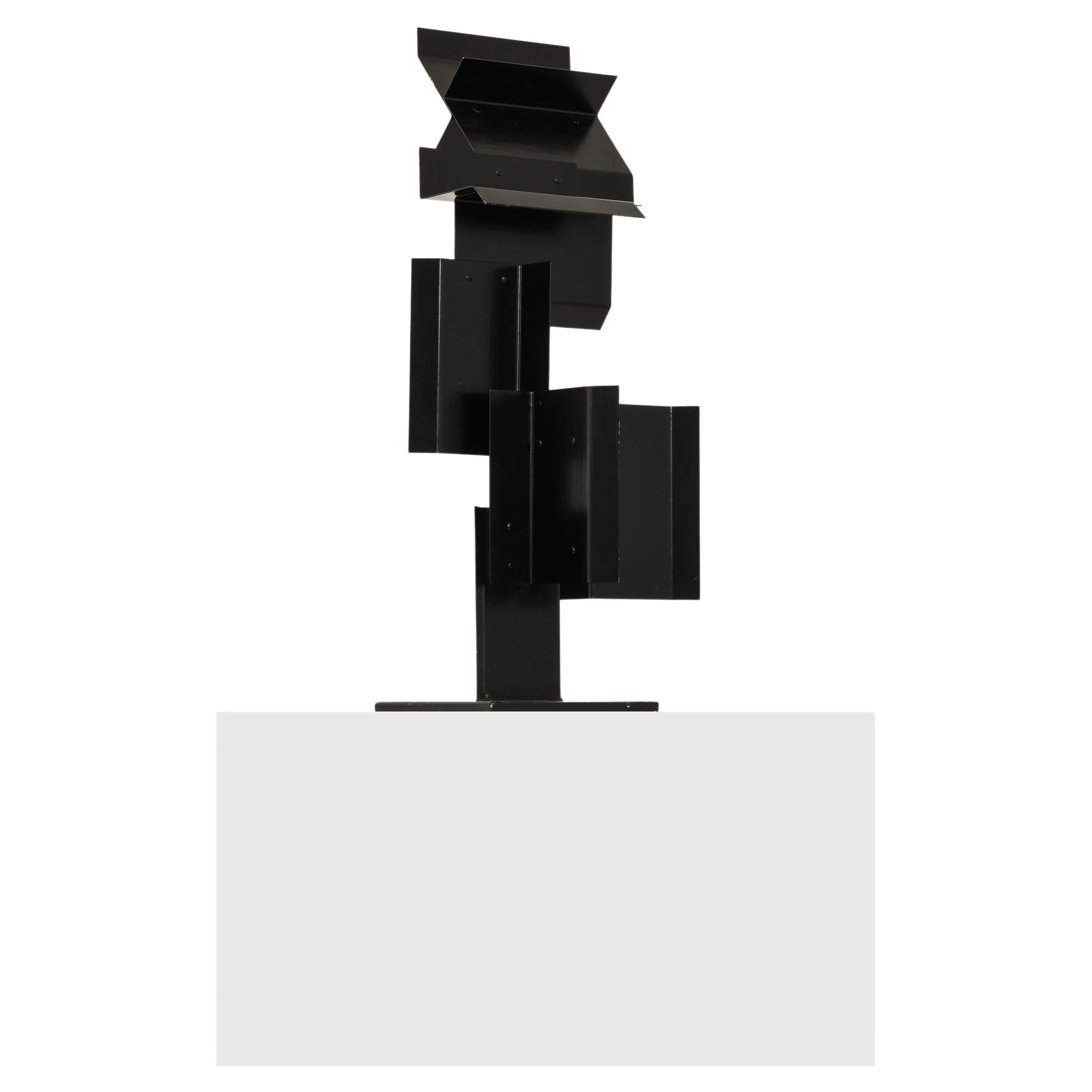 Sculpture in Black Lacquered Metal by Lars-Erik Falk, 1969 For Sale
