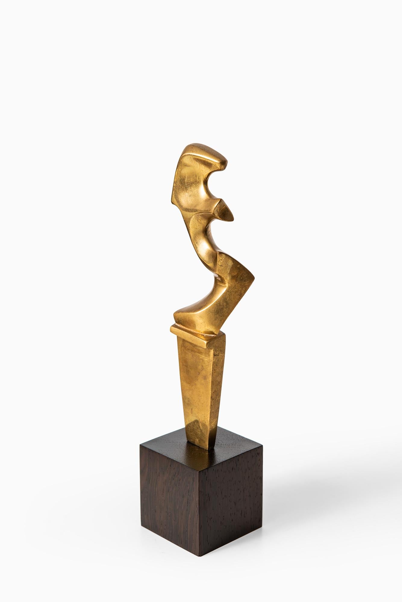 Mid-20th Century Sculpture in Brass and Rosewood For Sale
