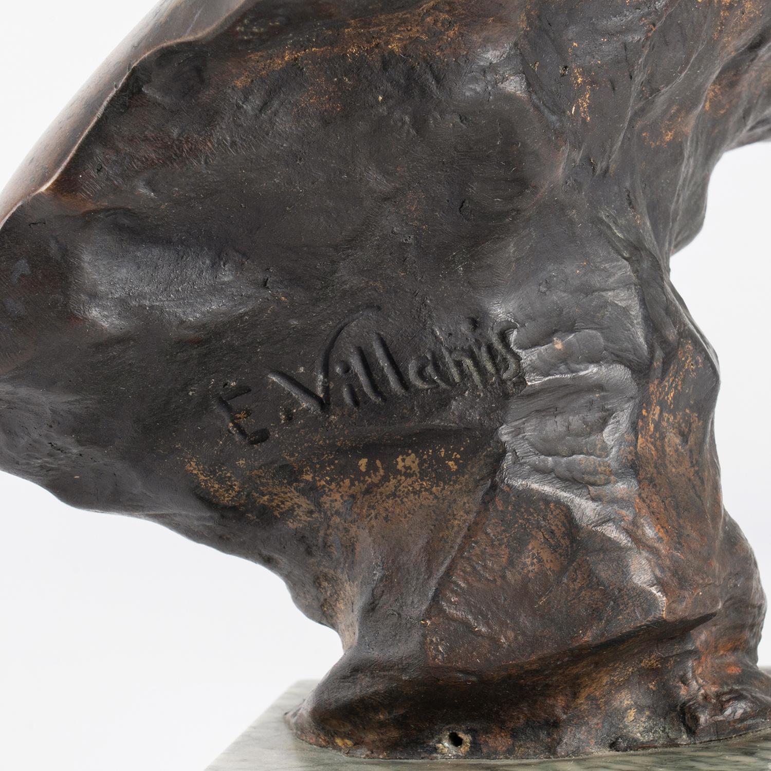 Sculpture in bronze and marble base, Art Nouveau period, circa 1900. For Sale 1