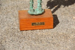 Sculpture in Bronze Art Nuragica Sardinia 1960 Wood Base
