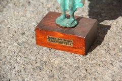 Sculpture in Bronze Art Nuragica Sardinia 1960s Wood Base Priestess