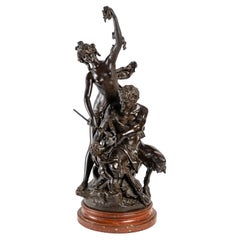 Sculpture in Bronze "Faun, bacchante and Cupid"