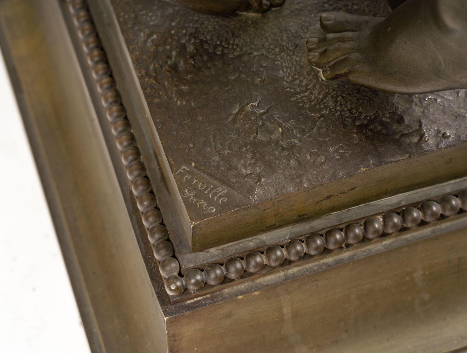 Napoléon III Sculpture en bronze, signée Ferville Suan, « Le secret »