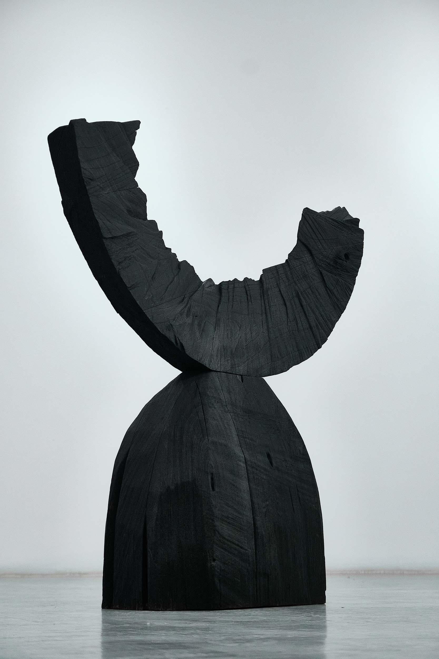 Folk Art Sculpture in Burnt Wood 'Ofrenda I' by Carmworks For Sale
