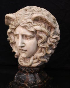 Sculpture in Carrara marble, Medusa, marble bust of medusa Rondanini, sculpture