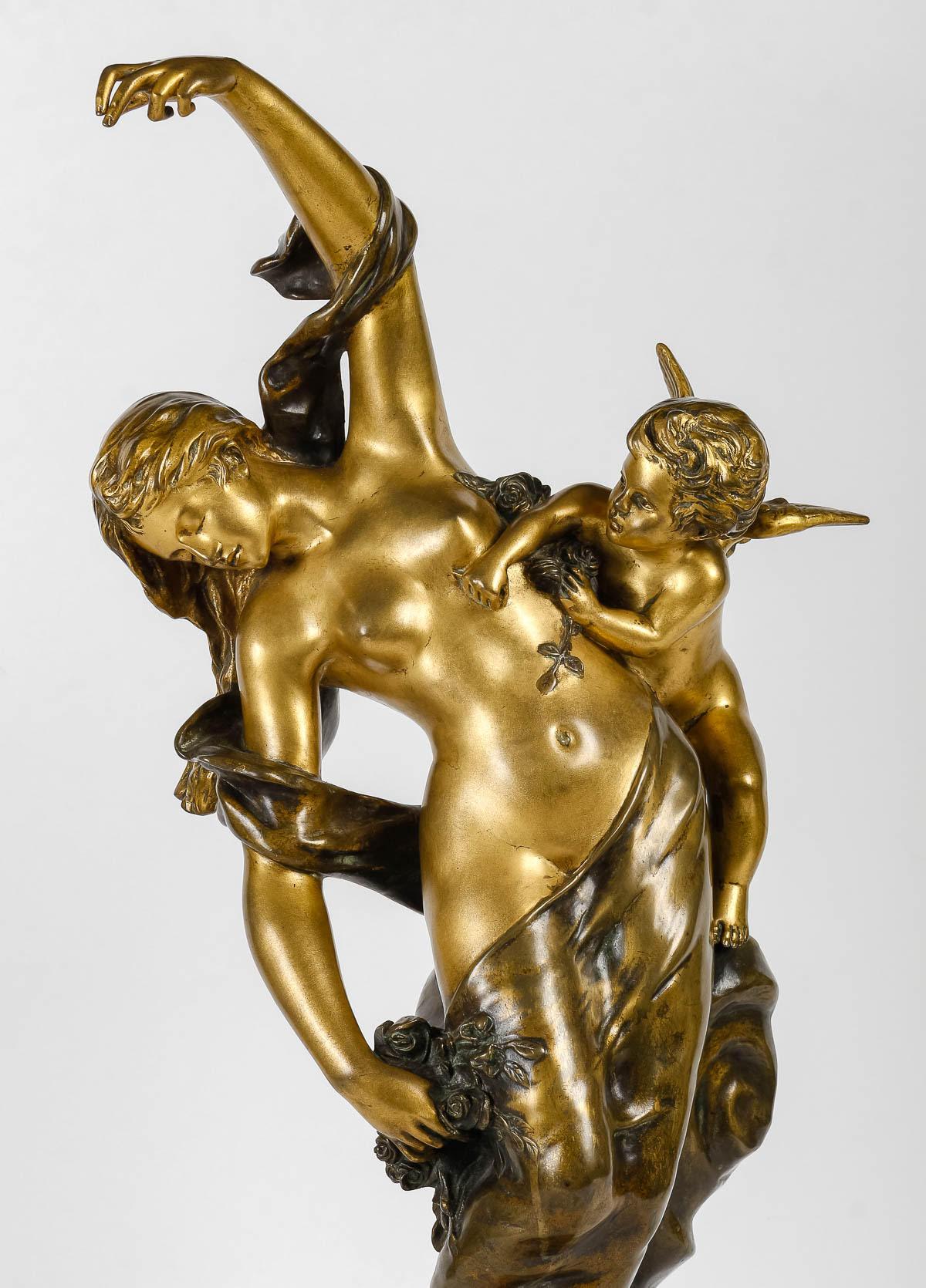 Skulptur aus vergoldeter und patinierter Bronze, signiert 