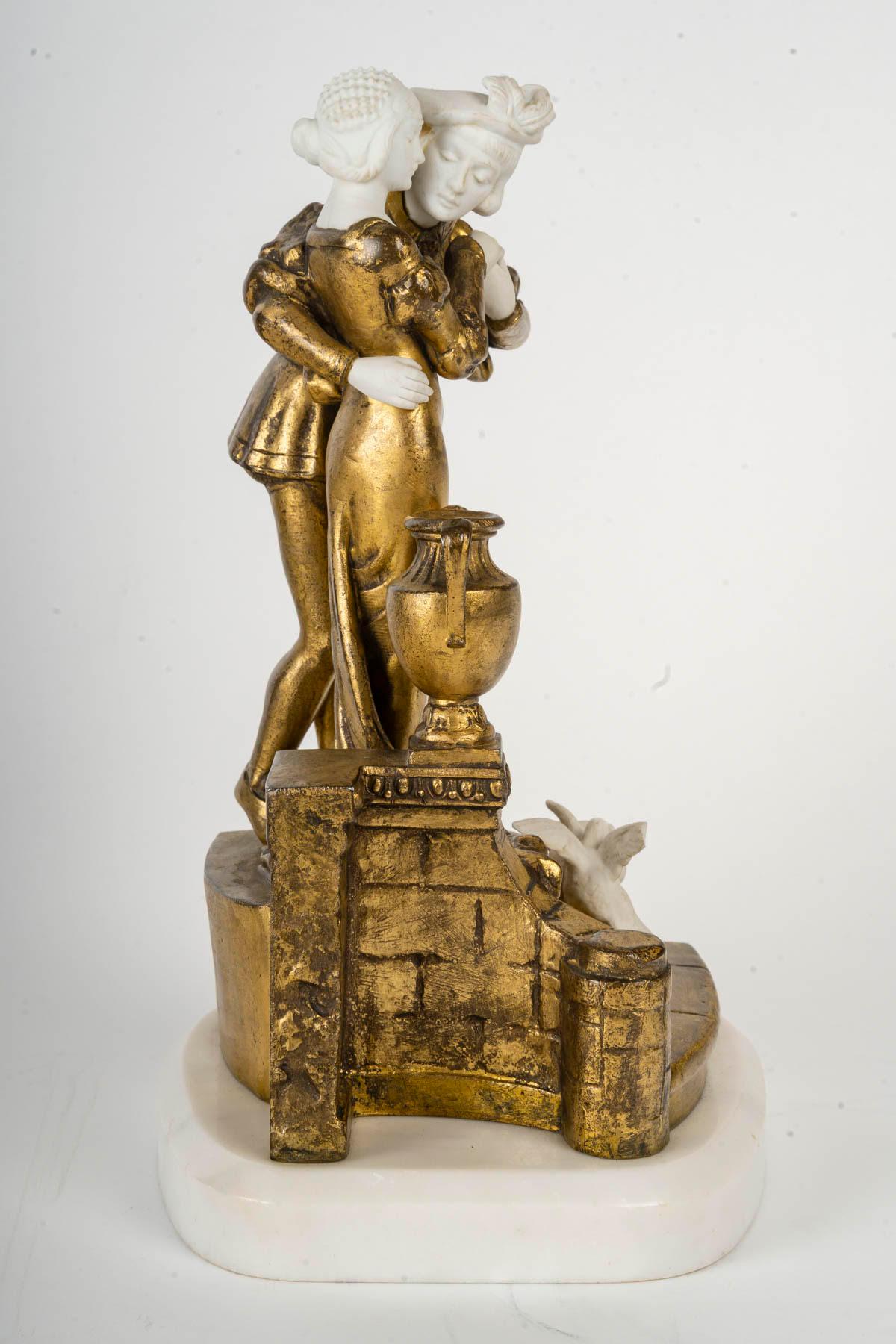 Gilt Sculpture in Gilded Bronze, Signed Alonzo, 19th Century.