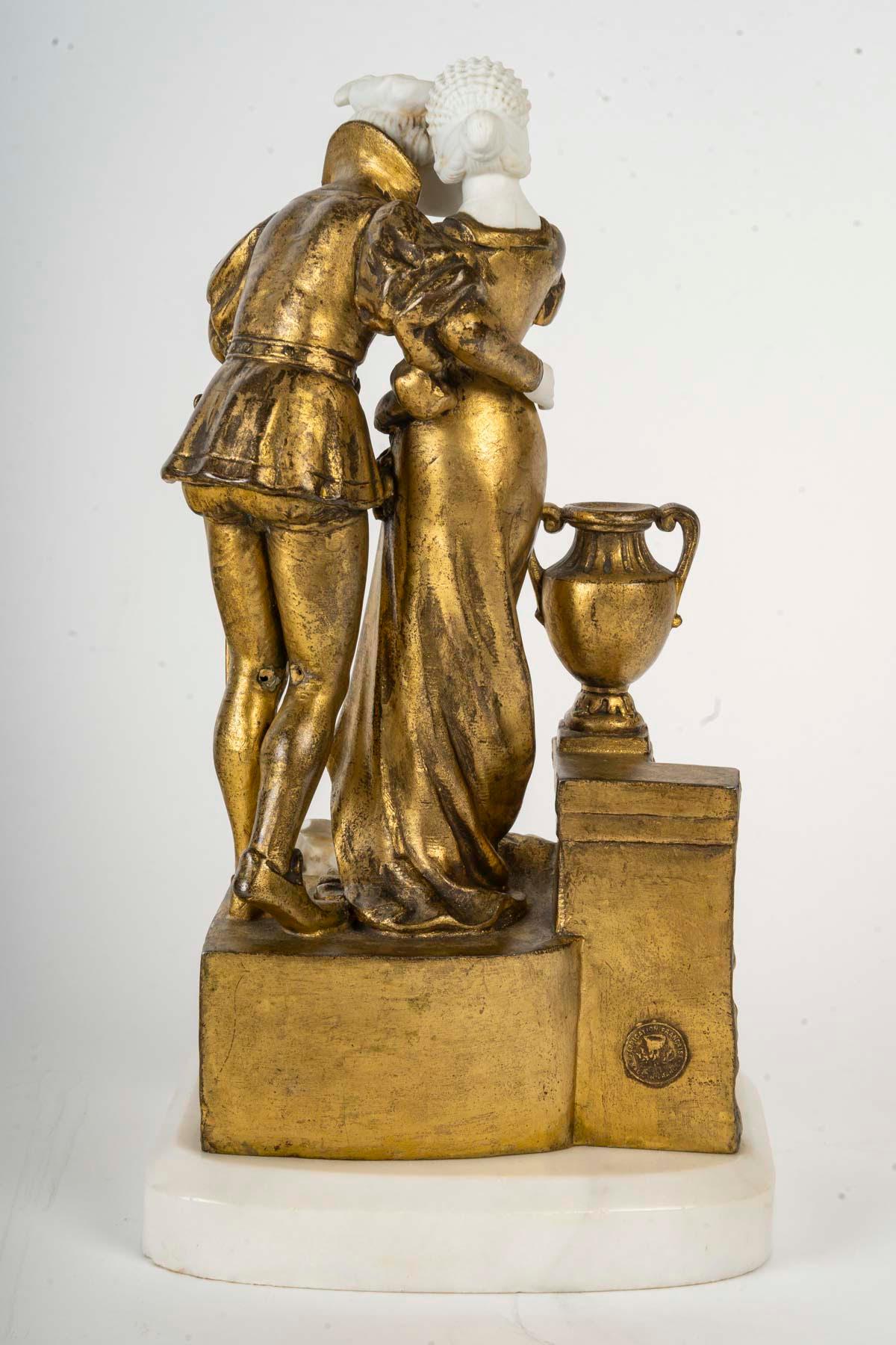 Sculpture in Gilded Bronze, Signed Alonzo, 19th Century. 1