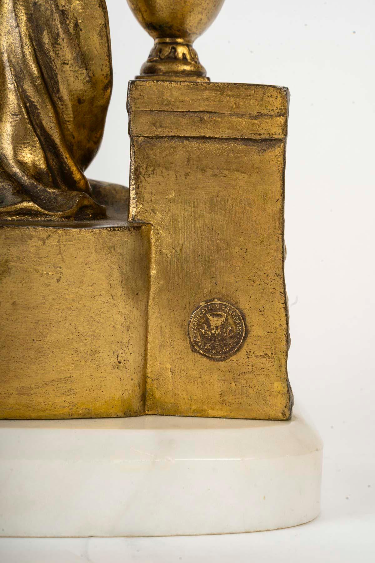 Sculpture in Gilded Bronze, Signed Alonzo, 19th Century. 2