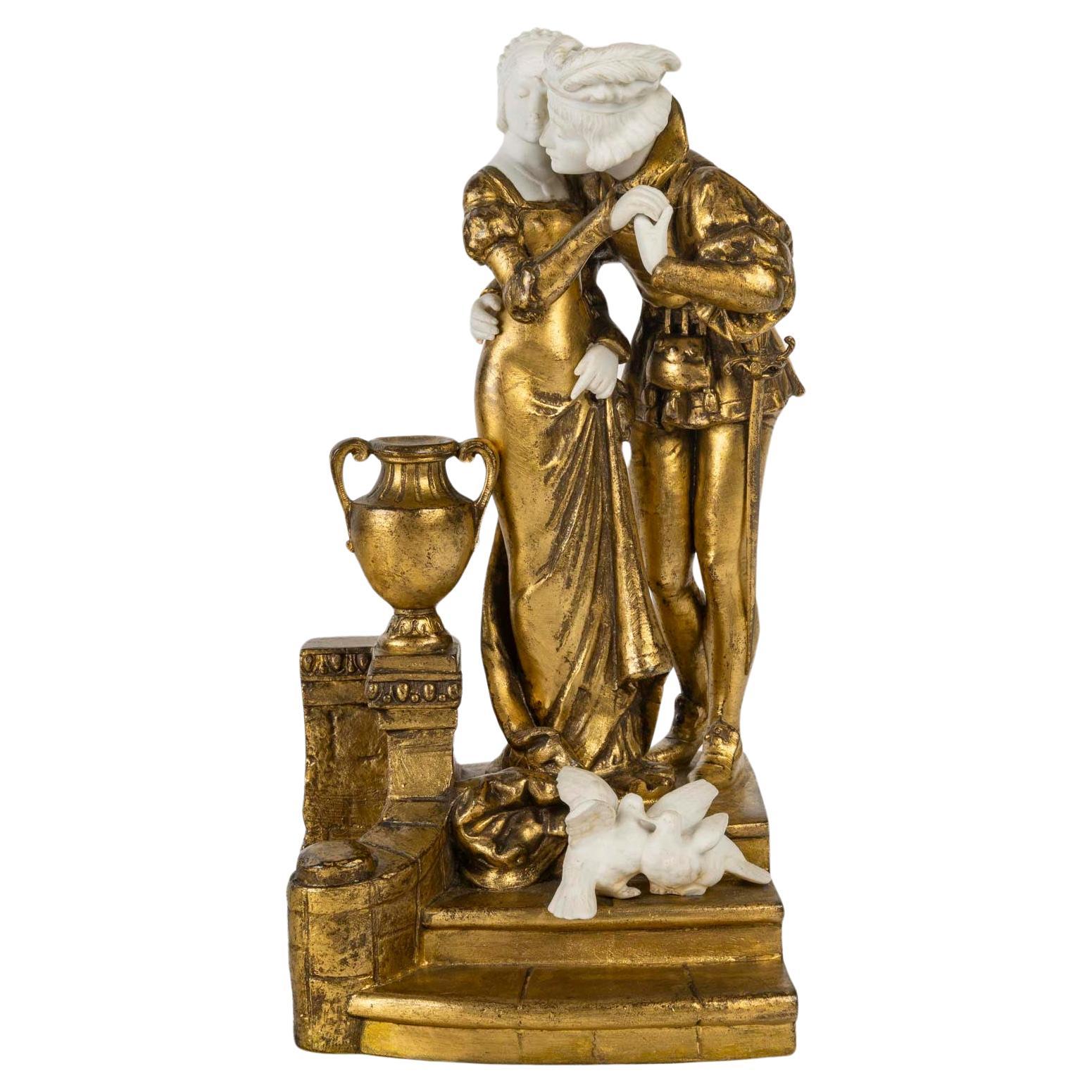 Sculpture in Gilded Bronze, Signed Alonzo, 19th Century.