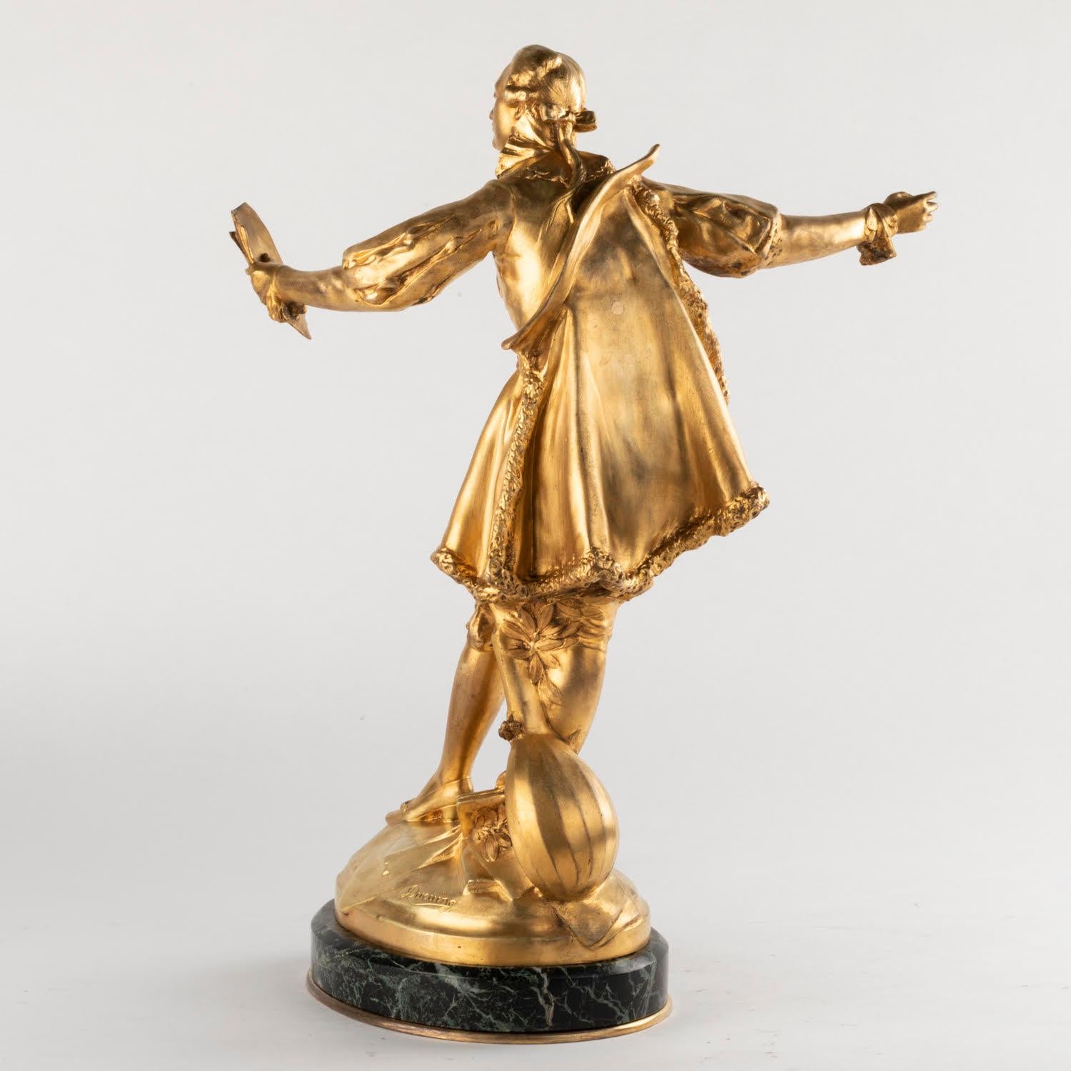 Sculpture en bronze doré et base en marbre de Paul Ducuing, 19ème siècle en vente 2