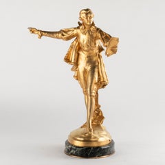 Sculpture in Gilt Bronze and Marble Base by Paul Ducuing, 19th Century.