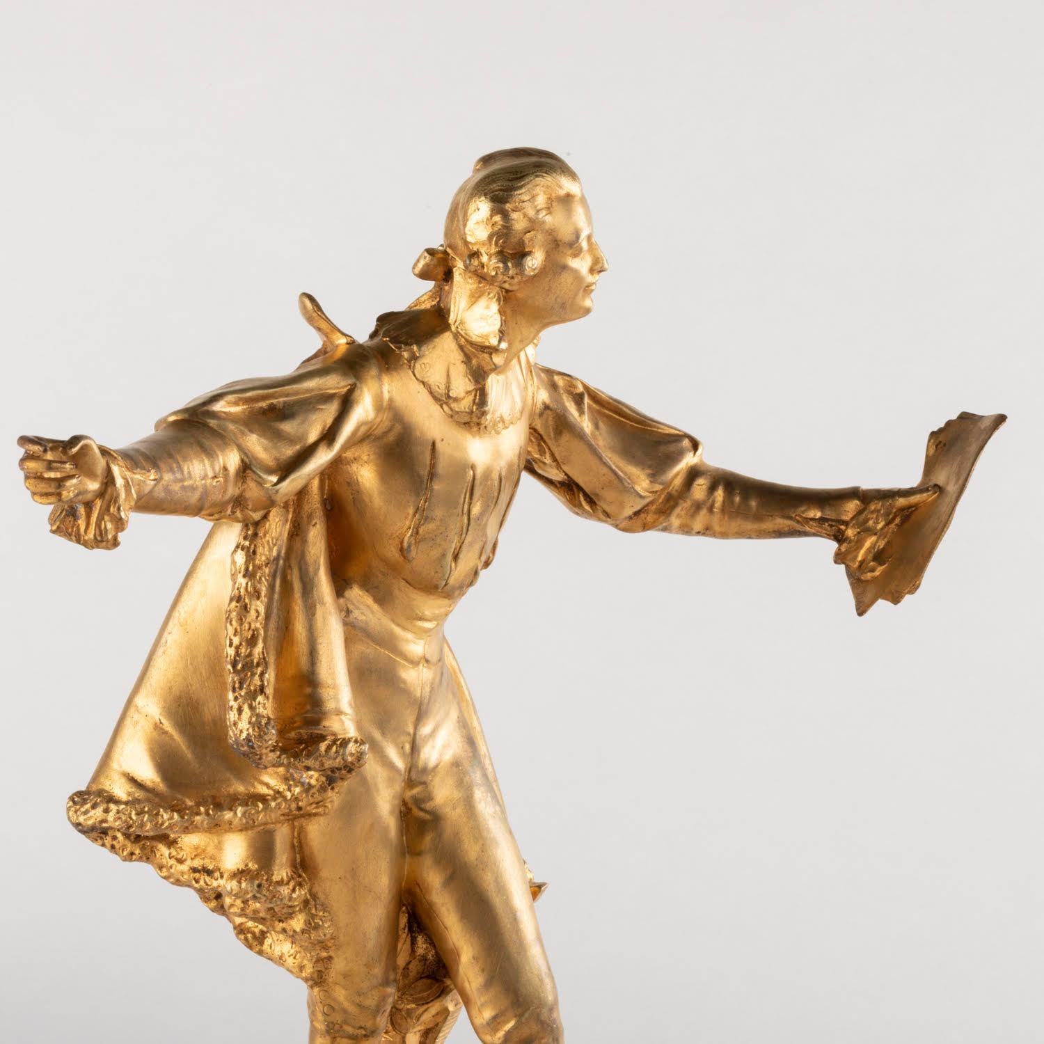Français Sculpture en bronze doré et base en marbre de Paul Ducuing, 19ème siècle en vente