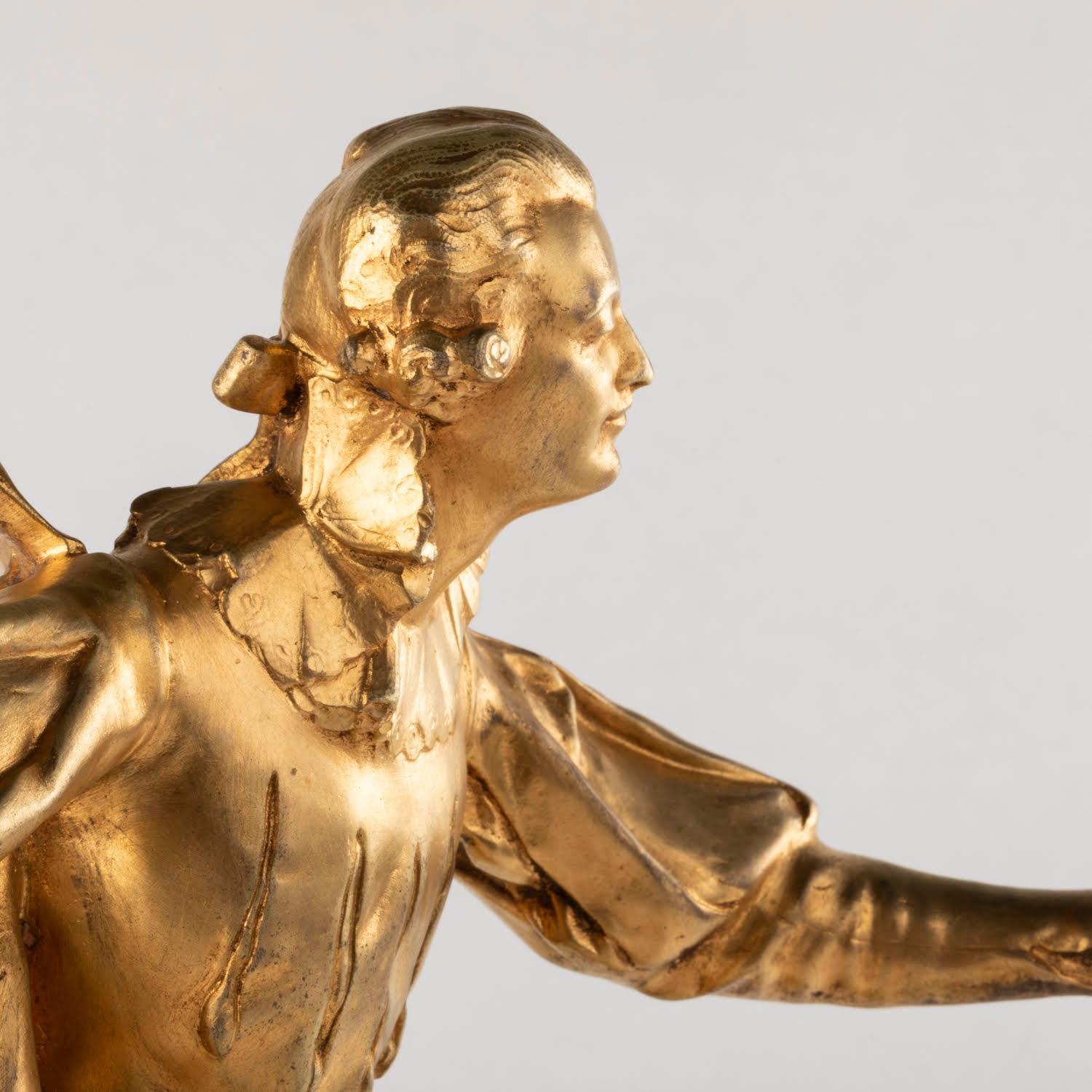 Doré Sculpture en bronze doré et base en marbre de Paul Ducuing, 19ème siècle en vente
