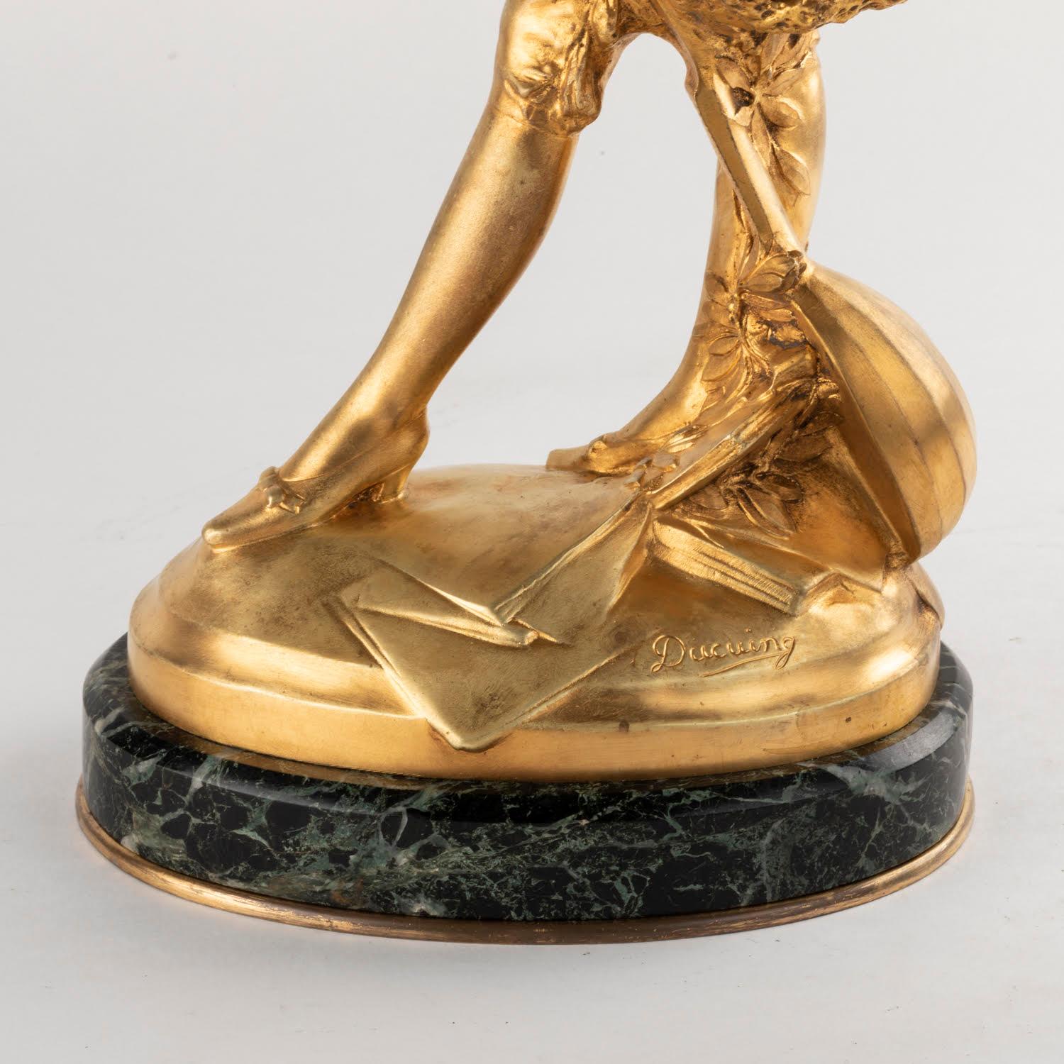 Bronze Sculpture en bronze doré et base en marbre de Paul Ducuing, 19ème siècle en vente