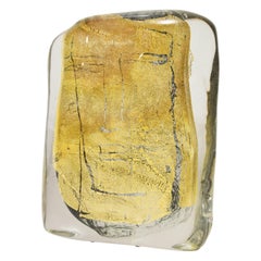 Sculpture in Murano Blown Glass Clear and Gold Italian Design by Luigi Benzoni